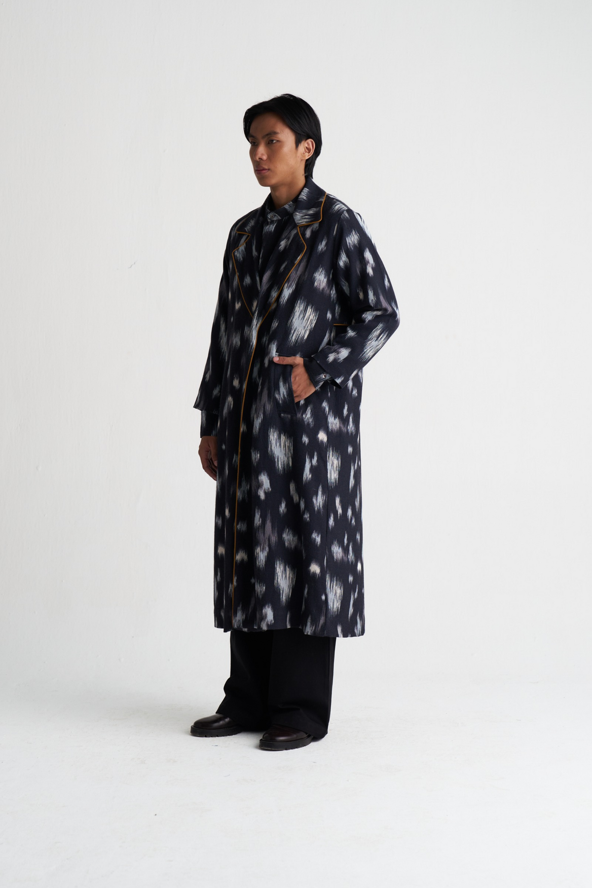Ikat Print Woollen Trench Co-ord (set Of 2)
