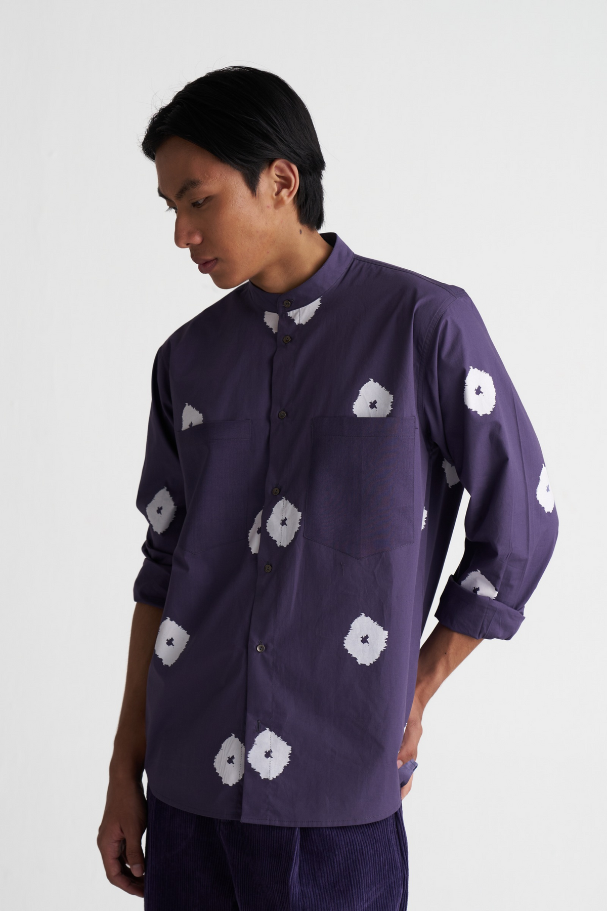 All Over Print Band Collar Shirt Co-ord (set Of 2)