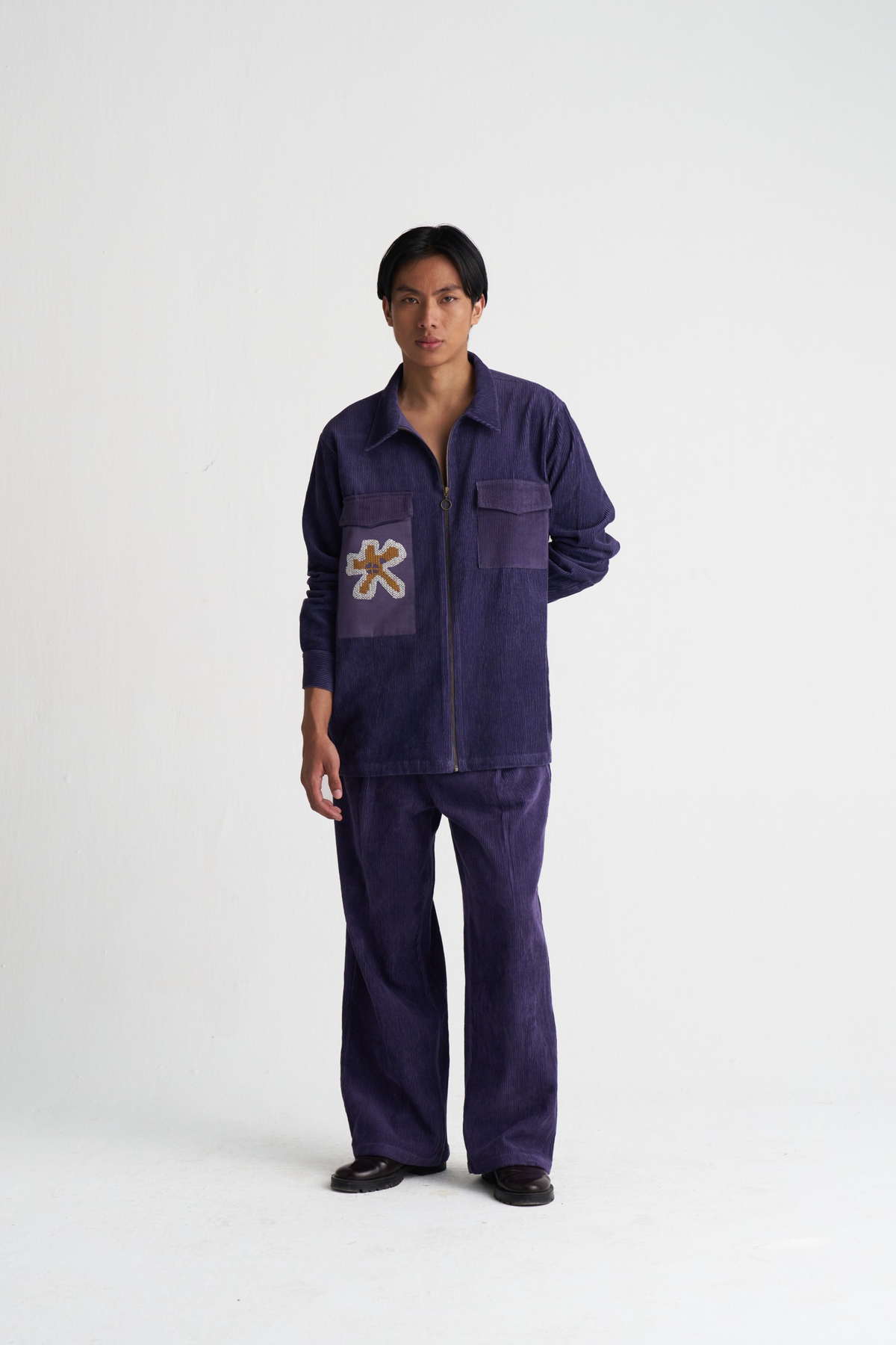 Hand Emb. Corduroy Shacket Co-ord (set Of 2)