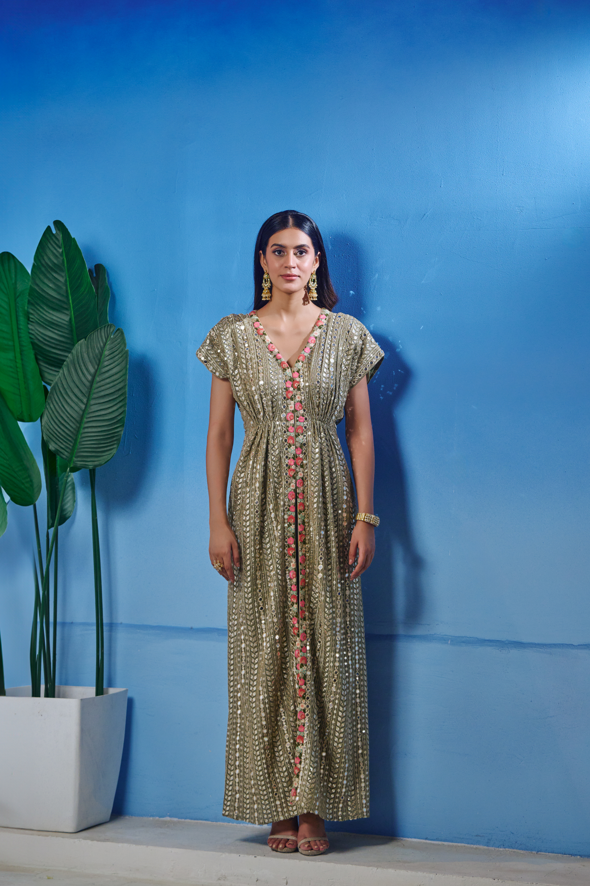 Zari & Patra Long Kaftaan Gown With Pants