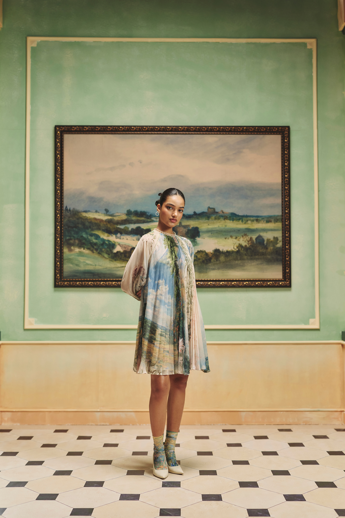 Veinna Aquarelle Pleated Dress