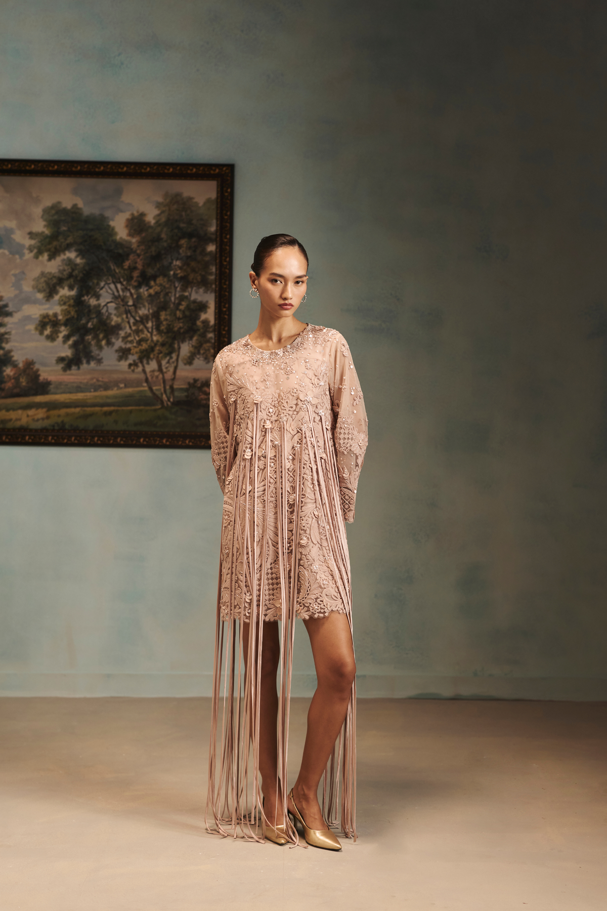 Veinna Golden Fringe Dress