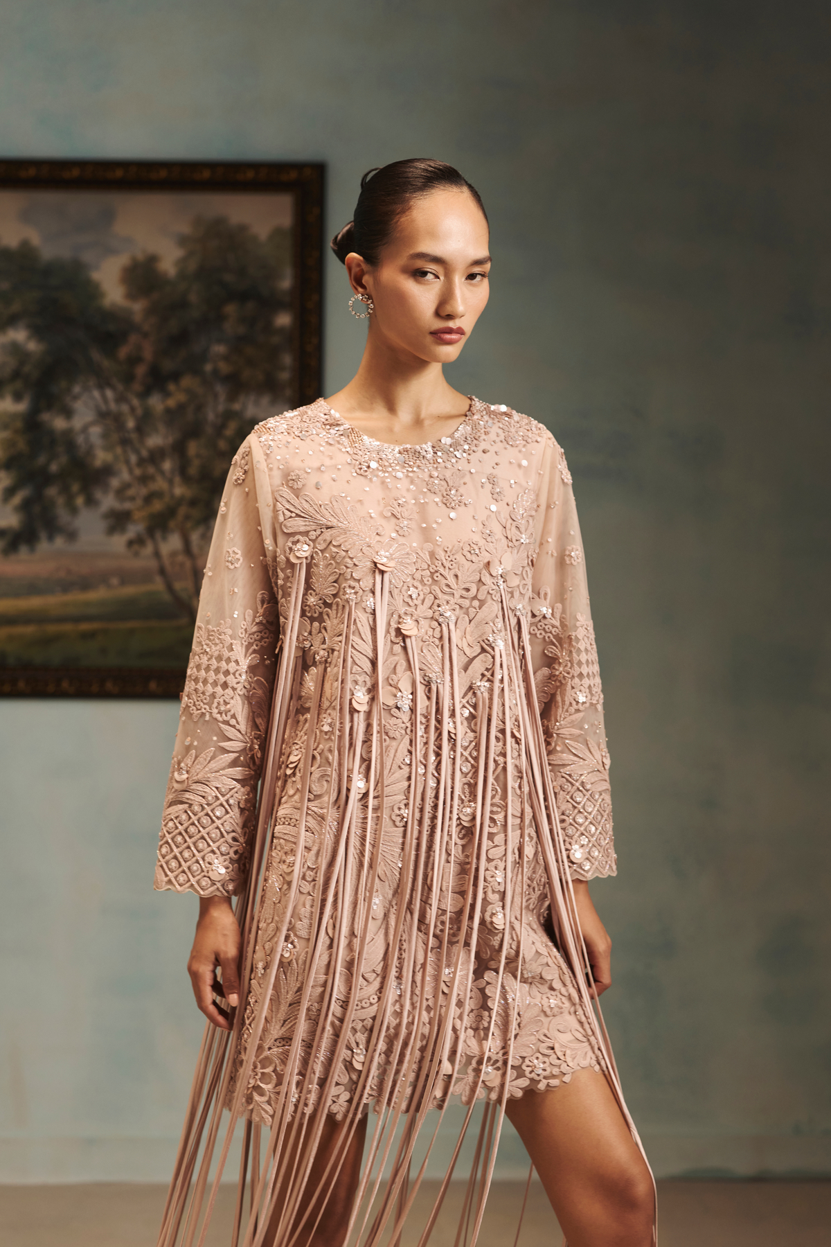 Veinna Golden Fringe Dress