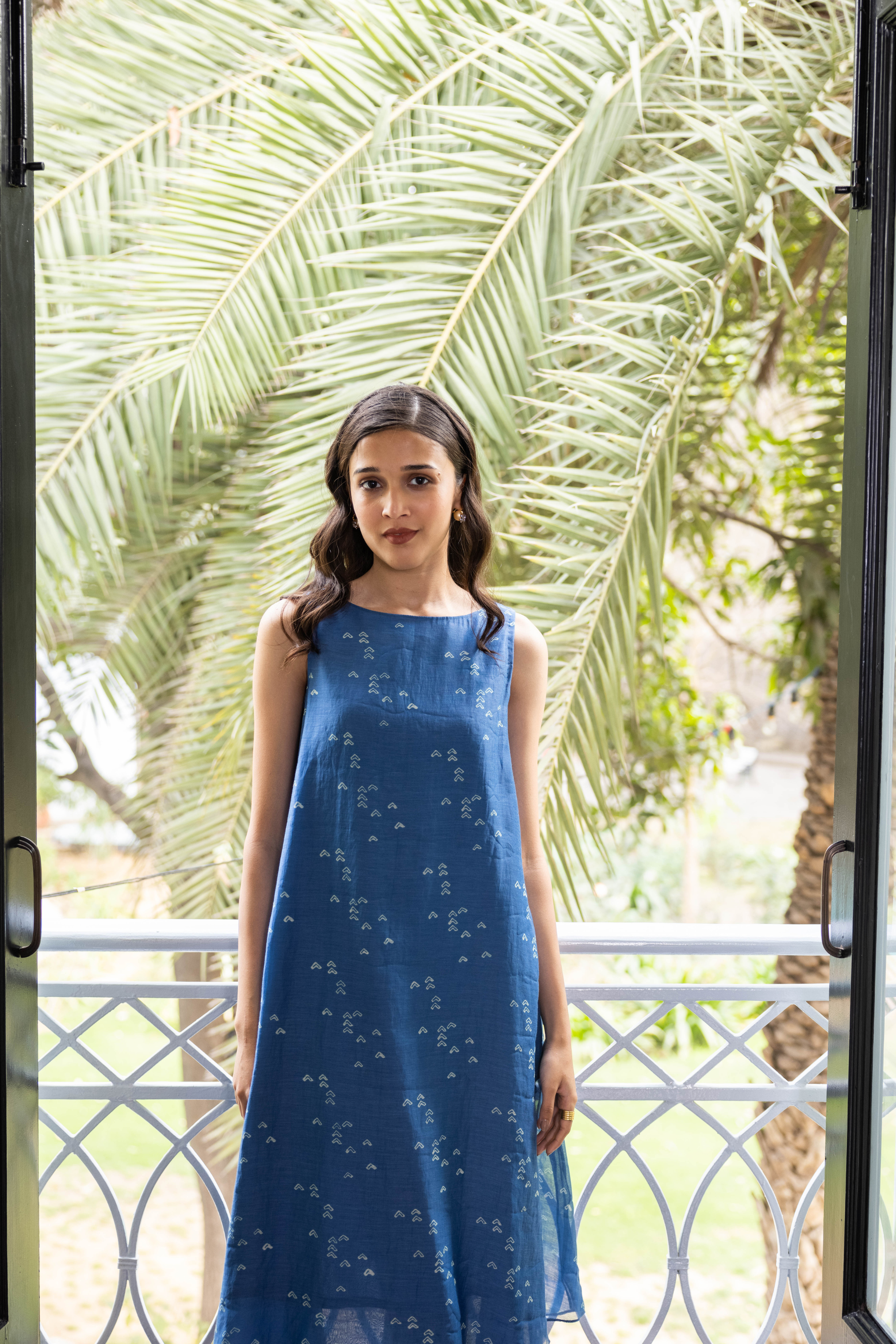 Ocean Blue Geometric Print Dress