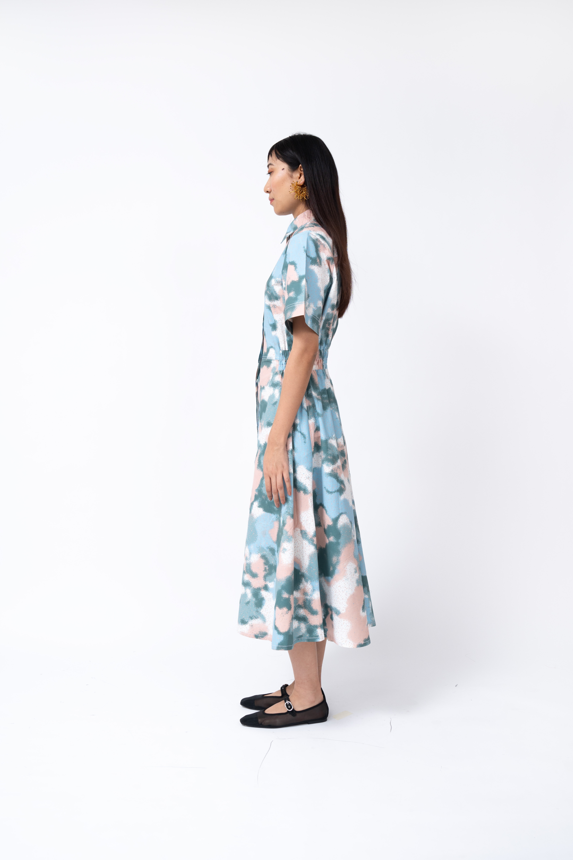 Spray Print Sunday Shirt Dress