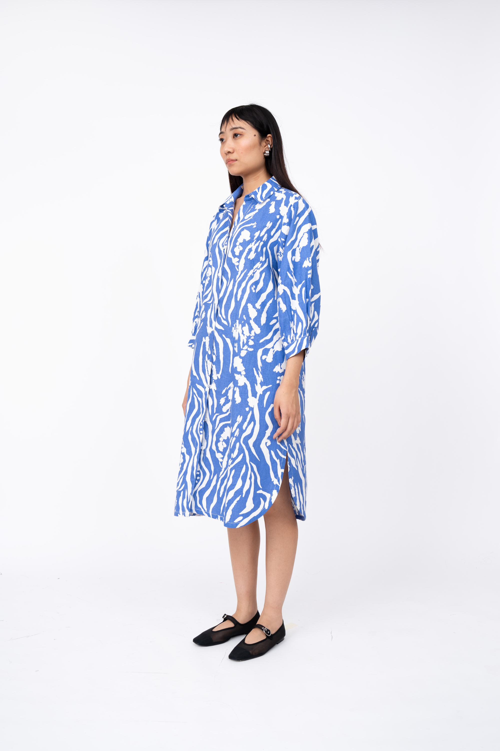 Blue Wave Print Fence Shirt