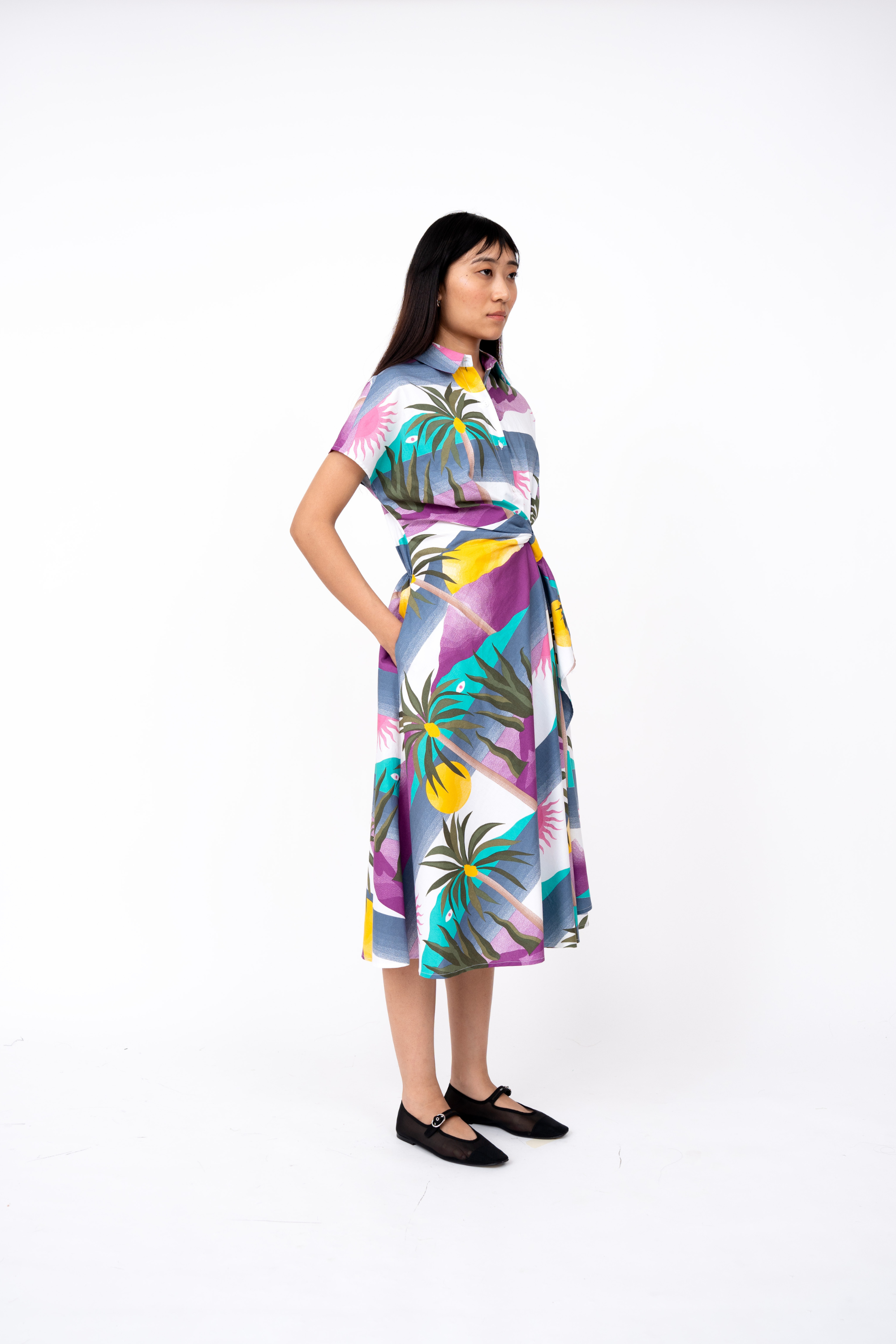 Island Print Wrap Dress