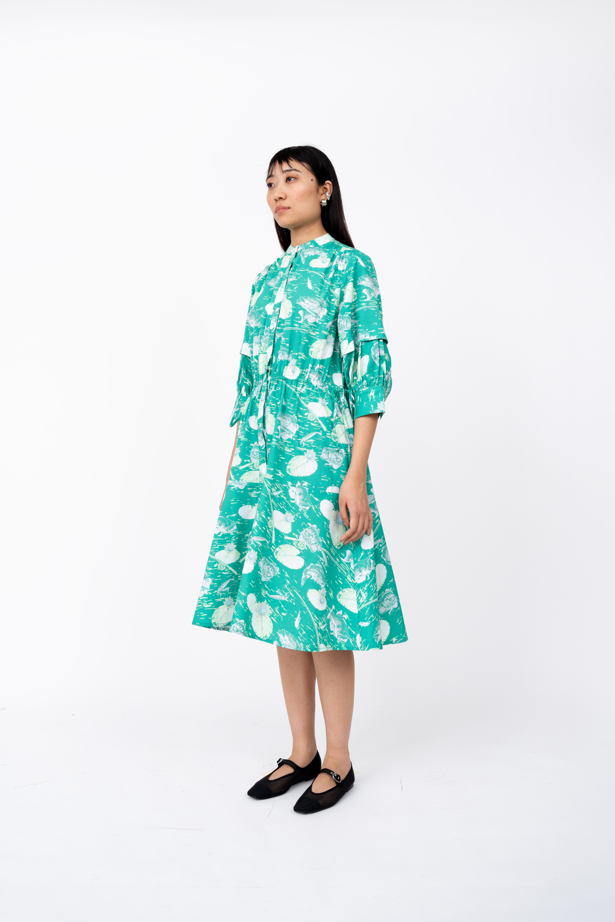 Fisherman Print Draw String Dress