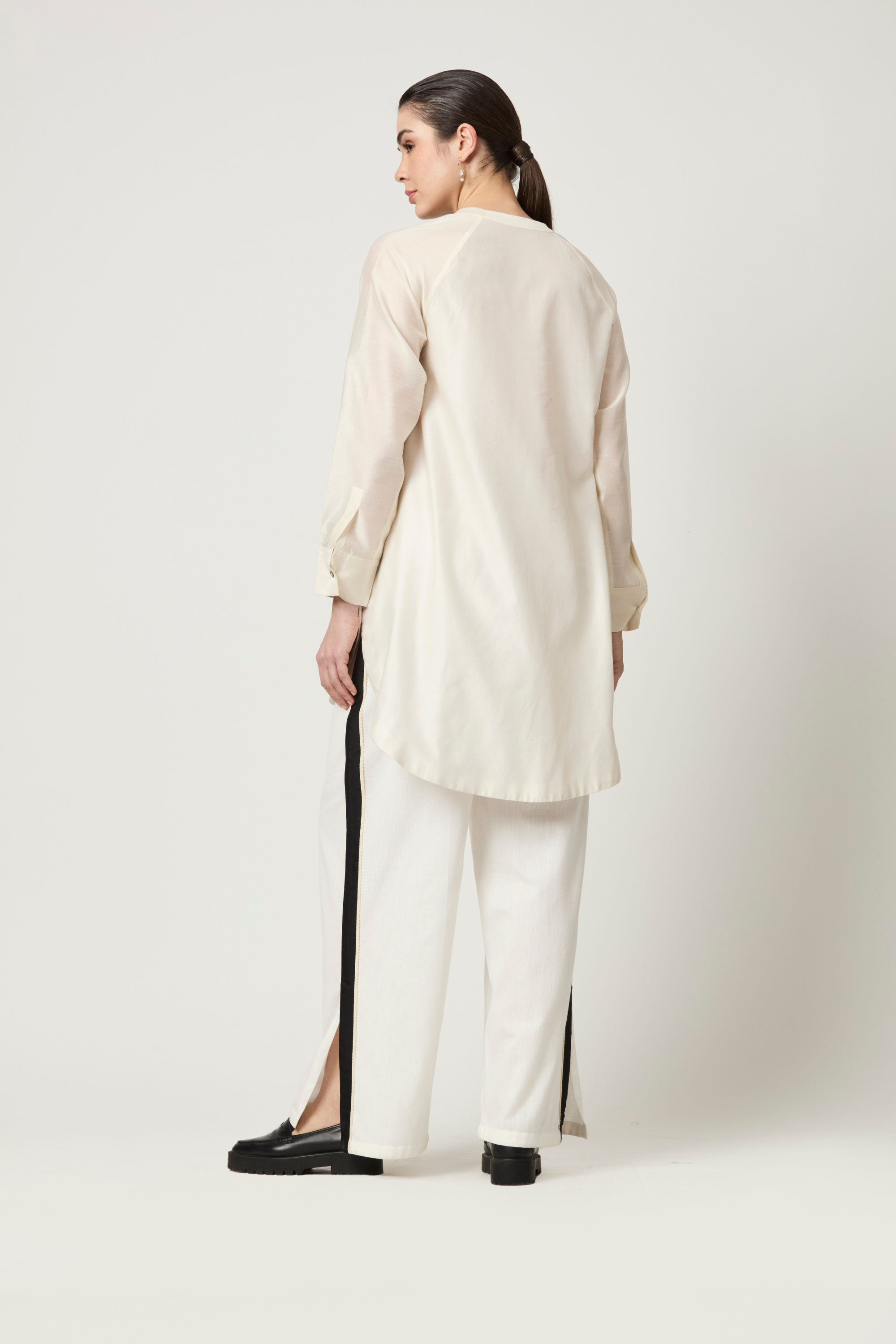 Luna Embroidered Tunic With Striped Slit Trousers