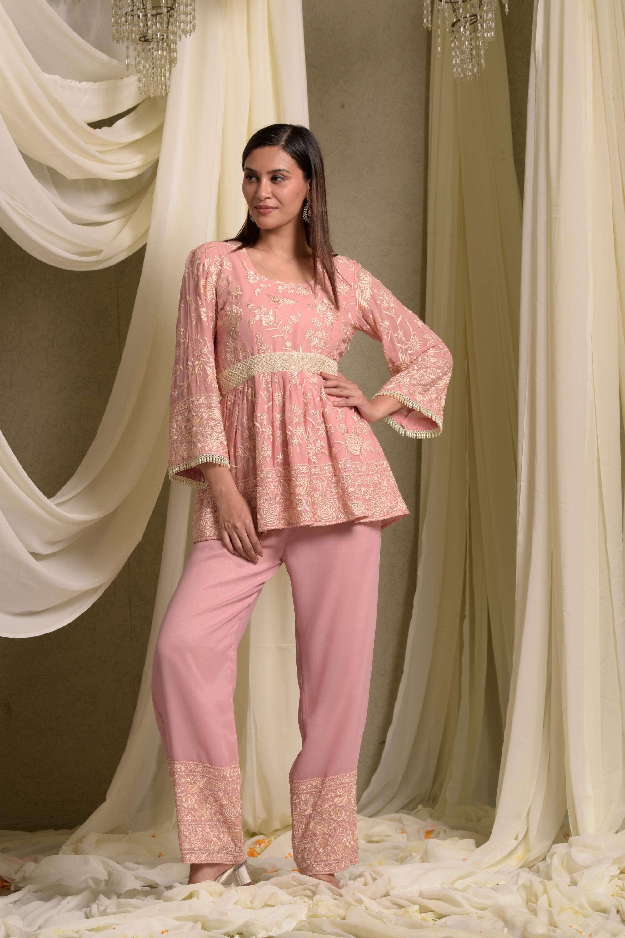 Reyna Gara Glazed Peplum With Coordinated Pants