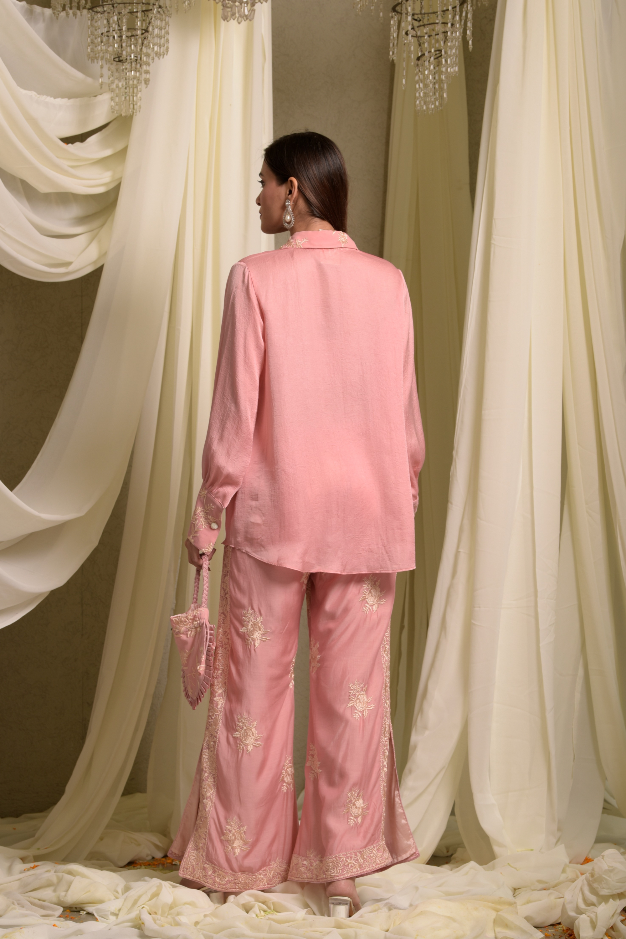 Reyna Gara Glazed  Shirt With Slit Pants