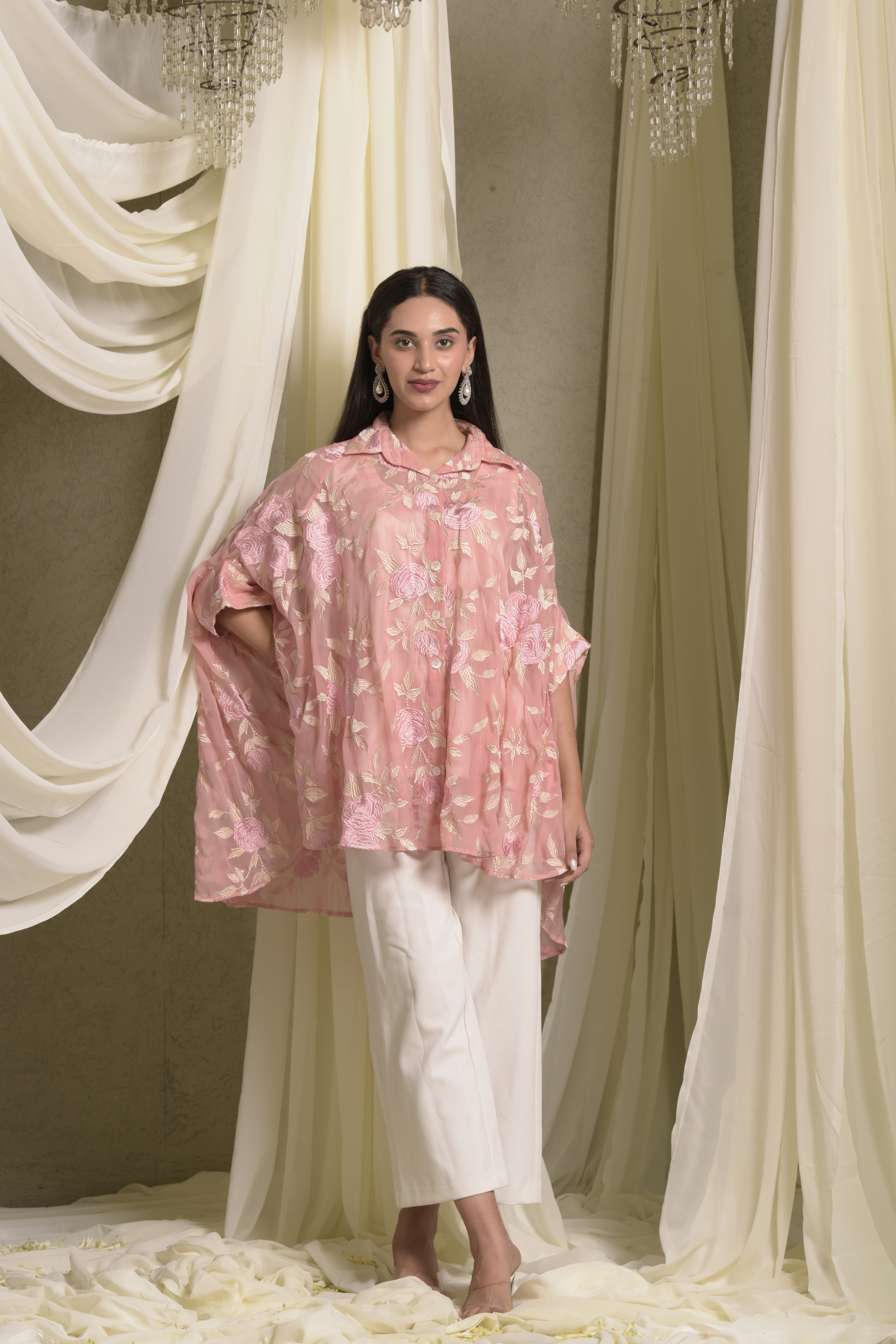 Elahe Embroidered Rose Shirt