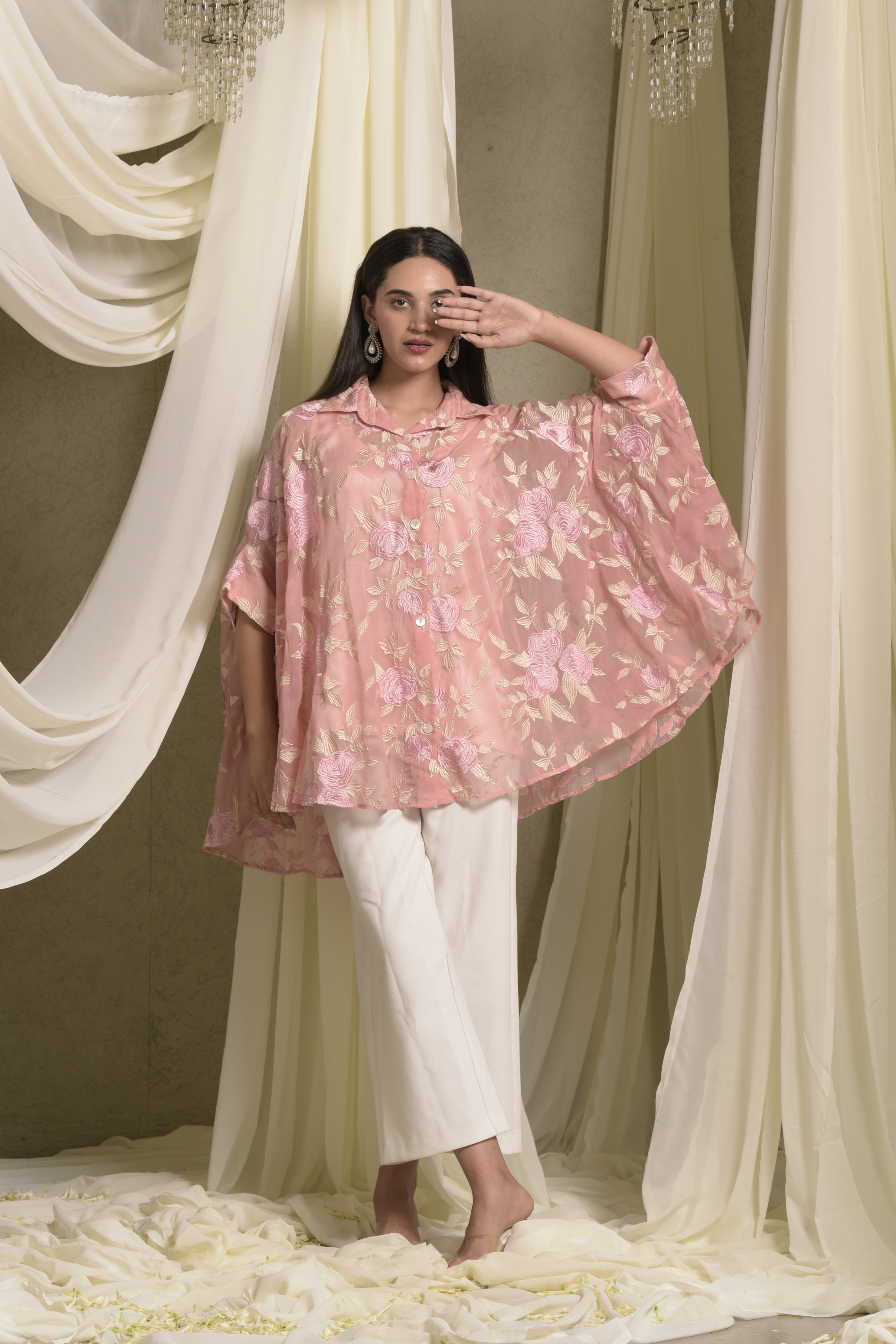 Elahe Embroidered Rose Shirt