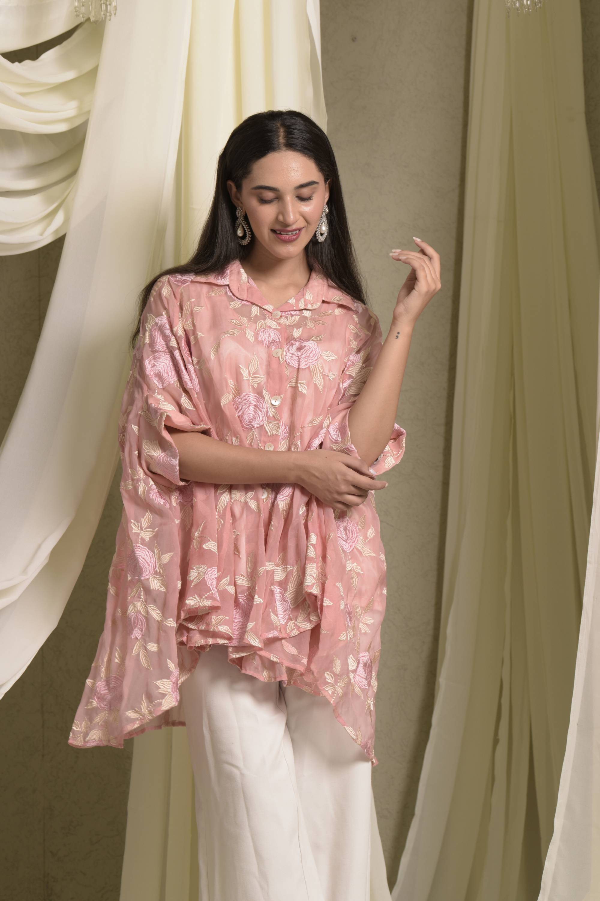 Elahe Embroidered Rose Shirt