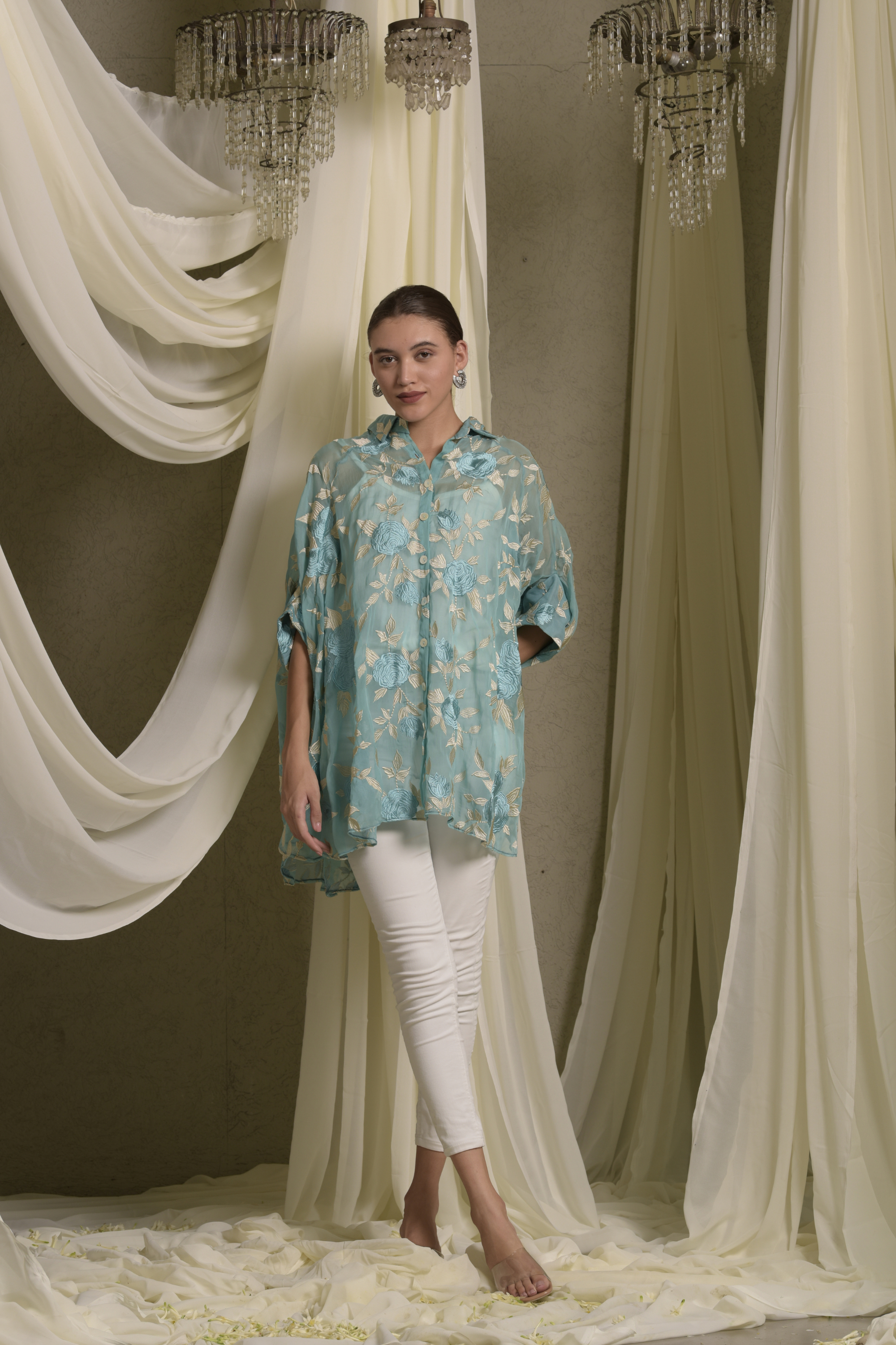 Elahe Embroidered Rose Shirt