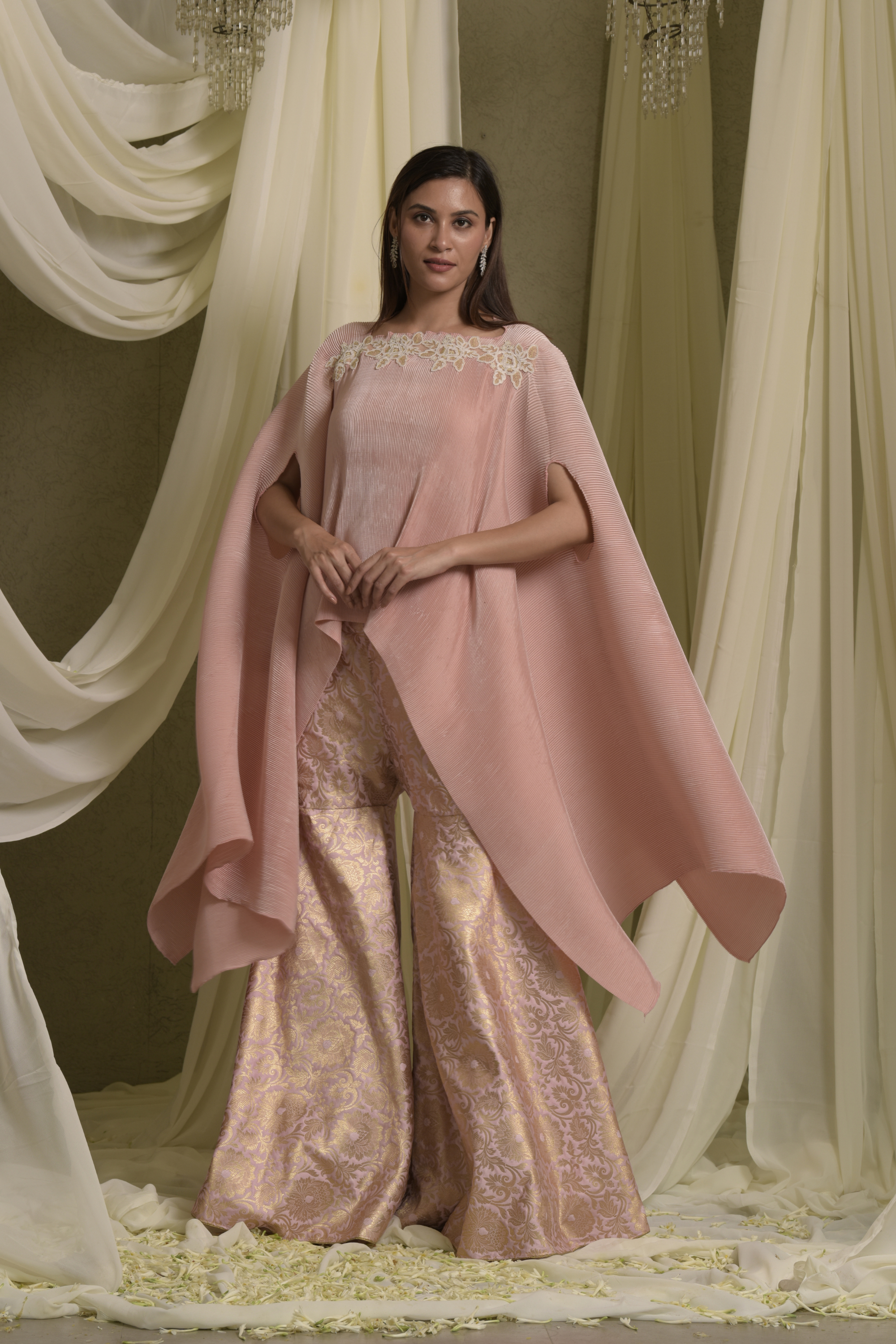 Divine Embroidered Cape With Sharara Pants