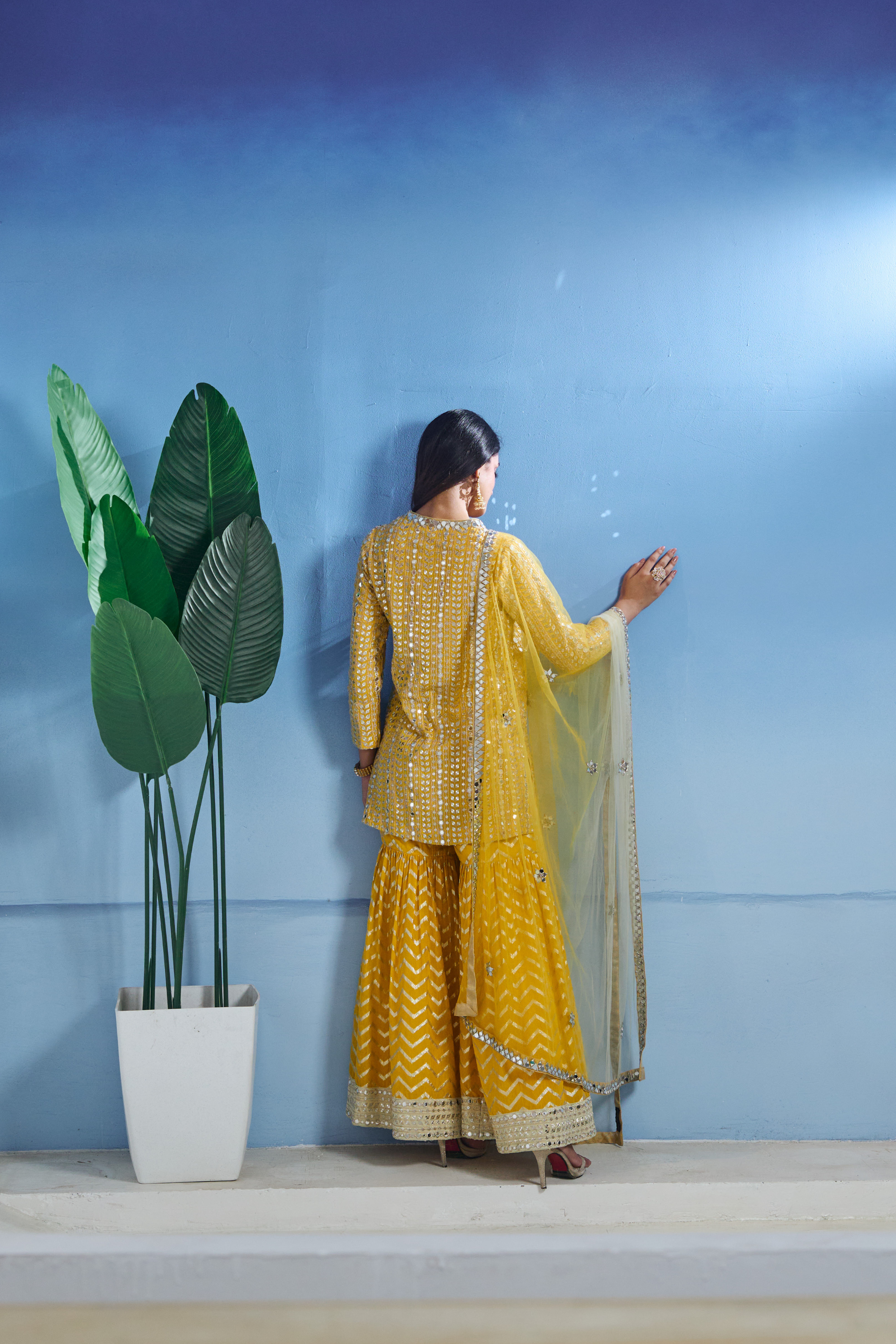 Yellow Sharara With Kurta And Dupatta Set