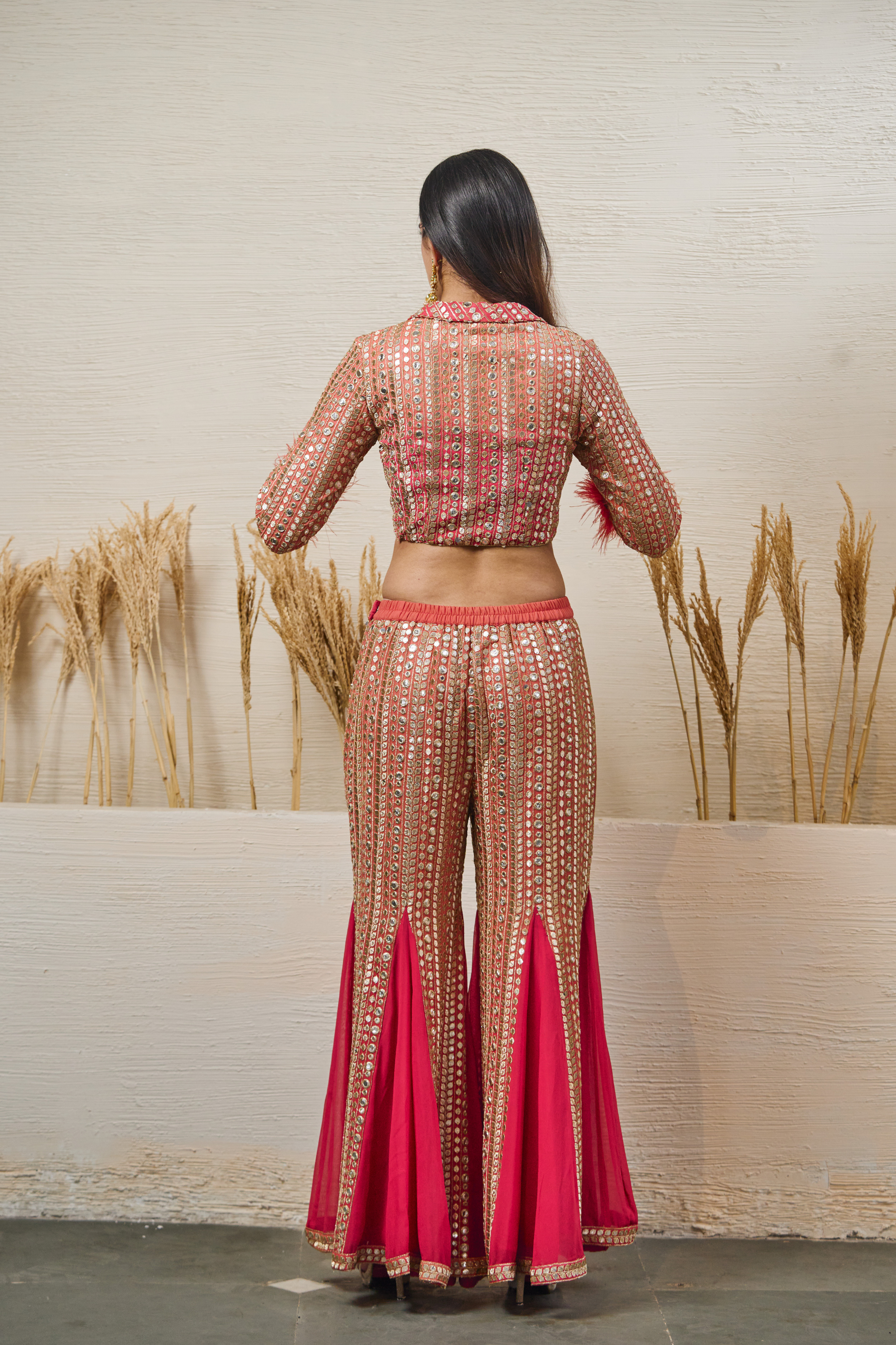 Ombre Peach & Red Garara Set