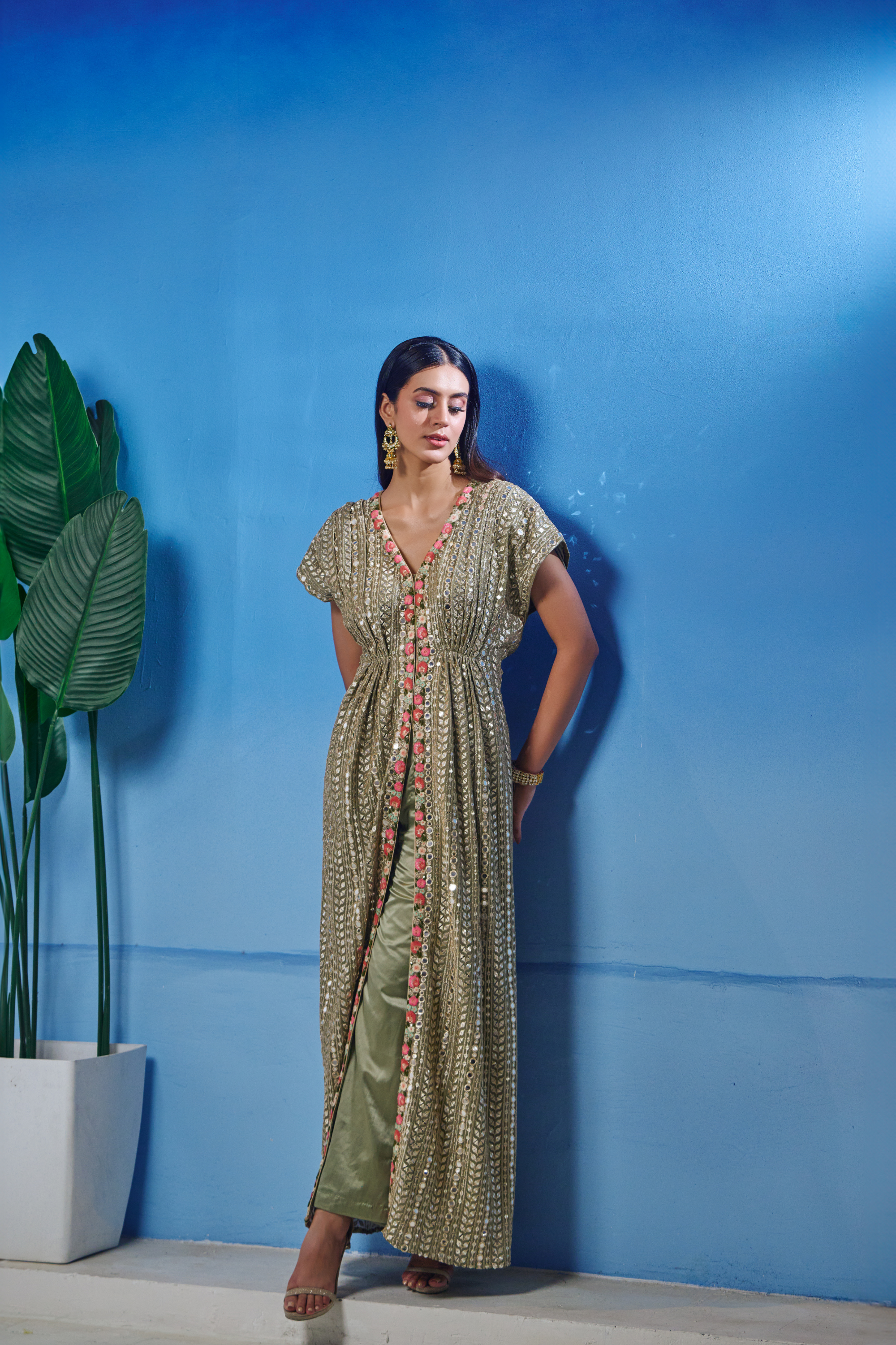 Zari & Patra Long Kaftaan Gown With Pants