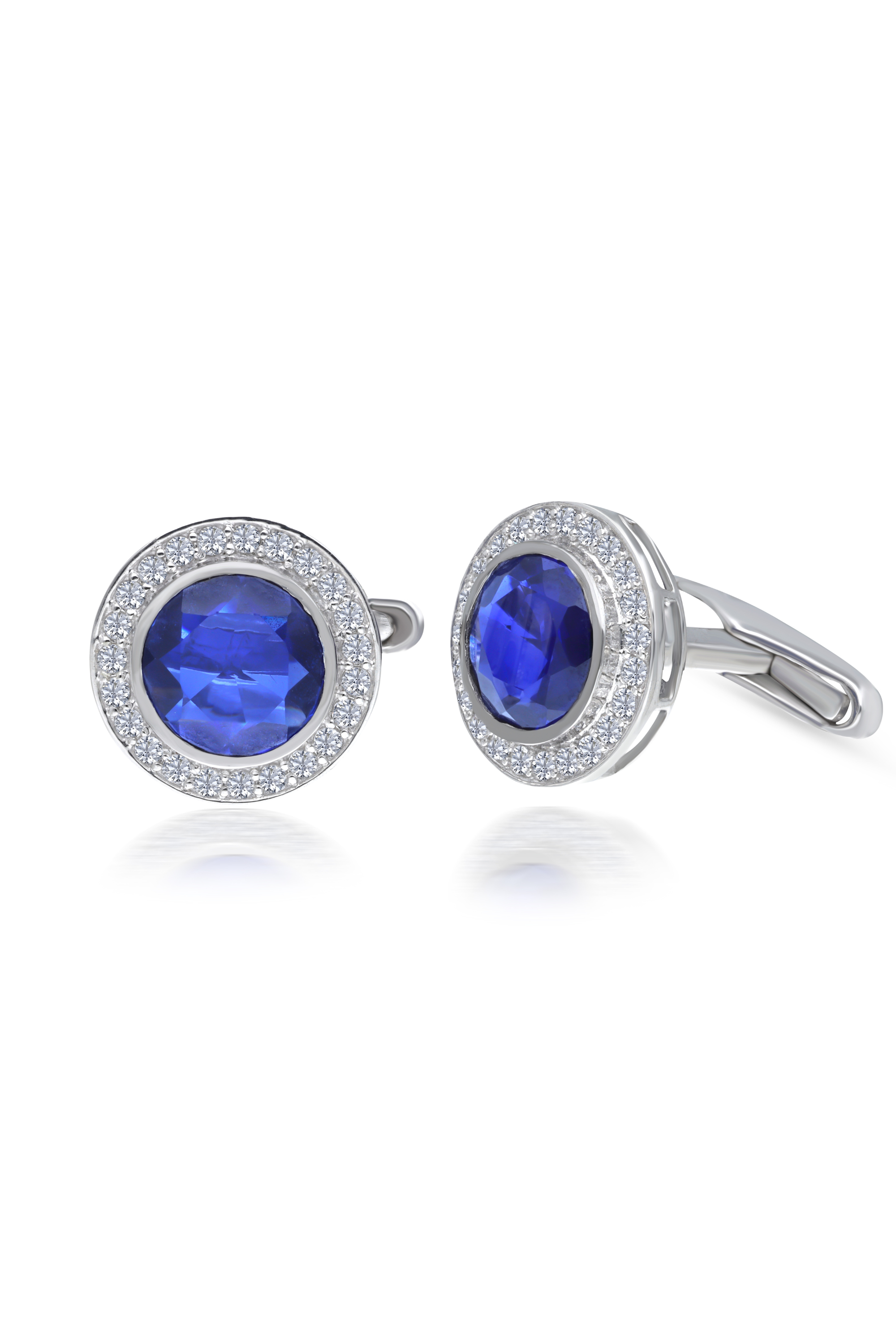 Cufflink In Round Shaped Swarovski Zirconia