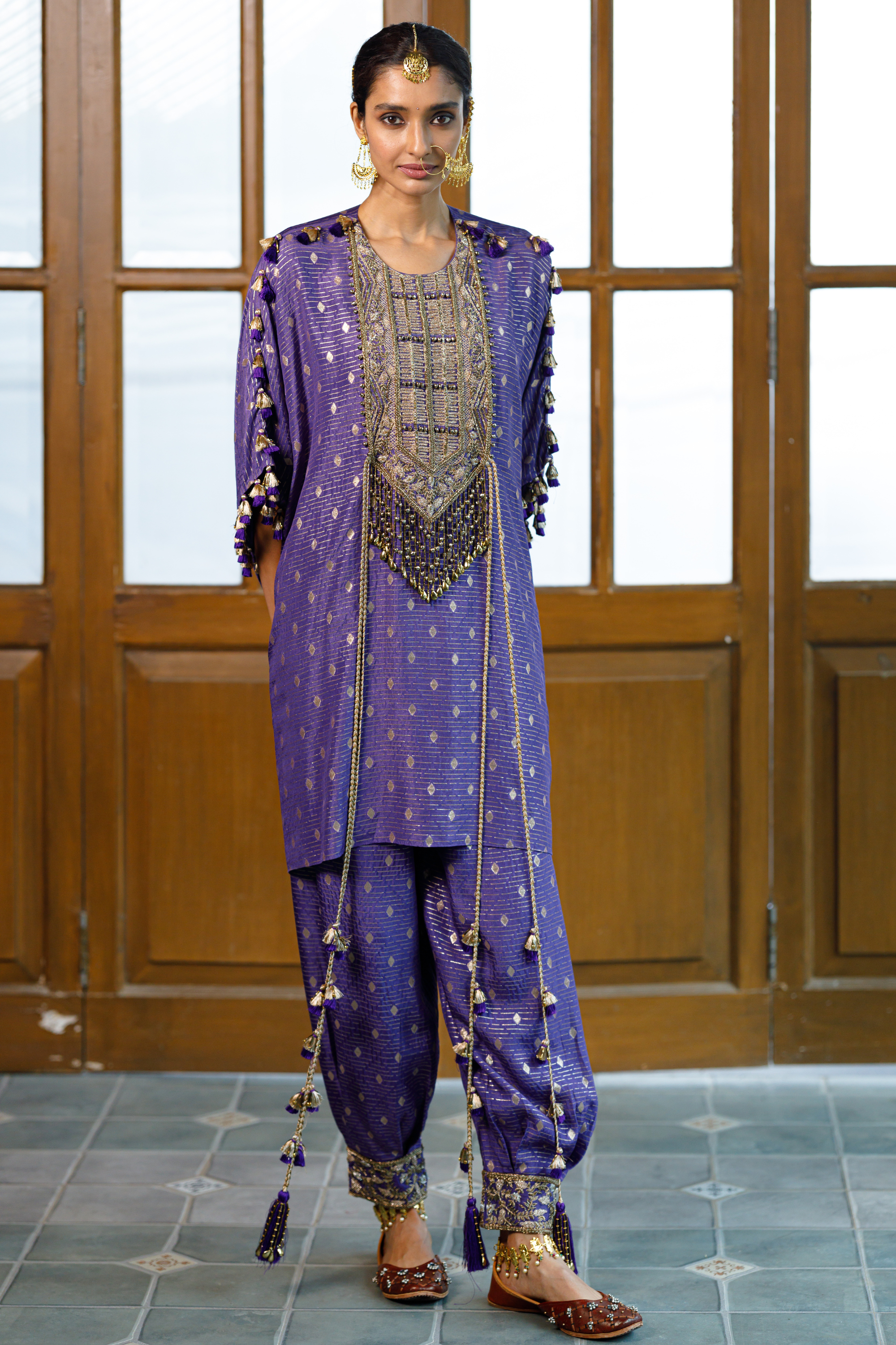 Razia Purple Embroidered Kaftan And Salwar