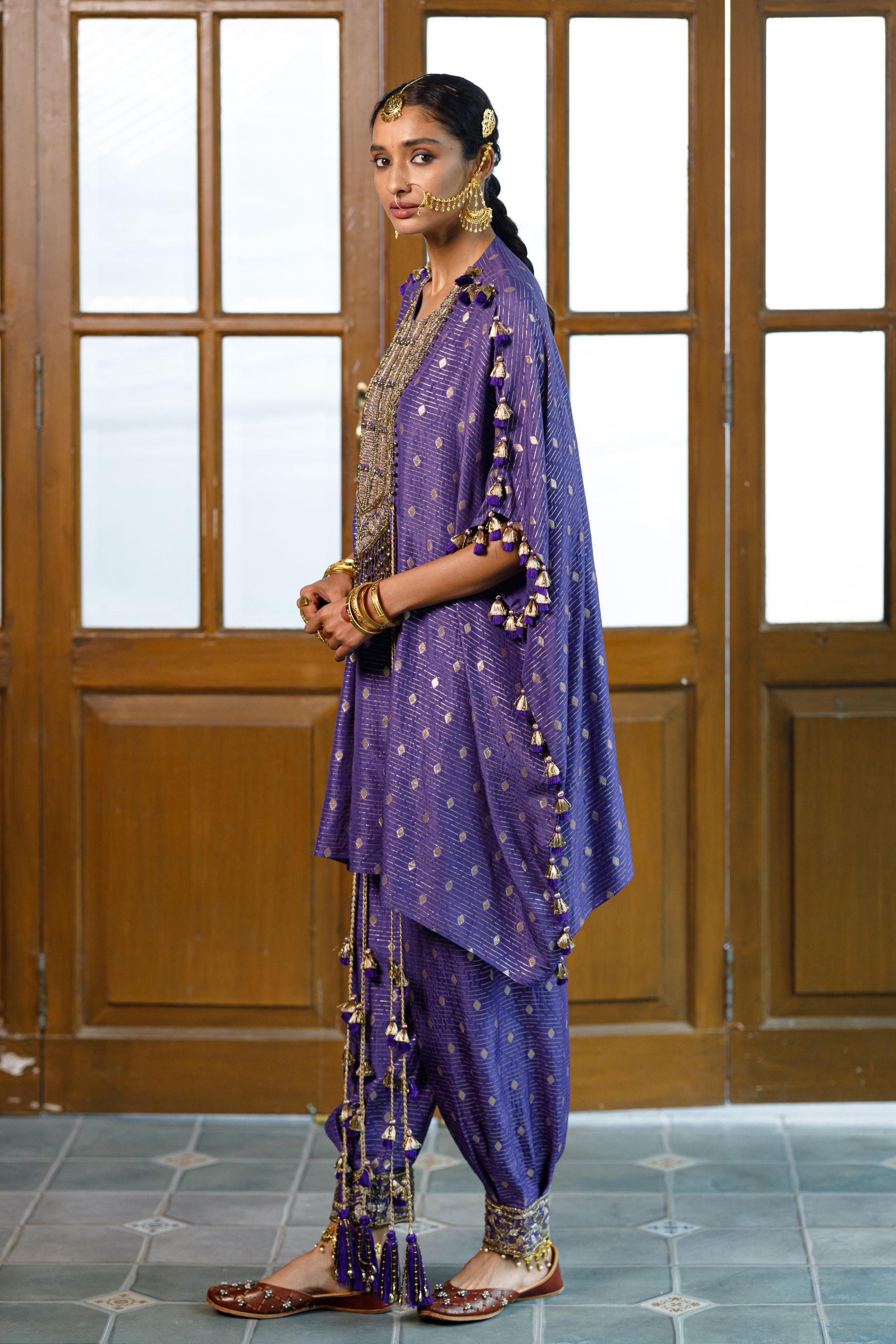 Razia Purple Embroidered Kaftan And Salwar