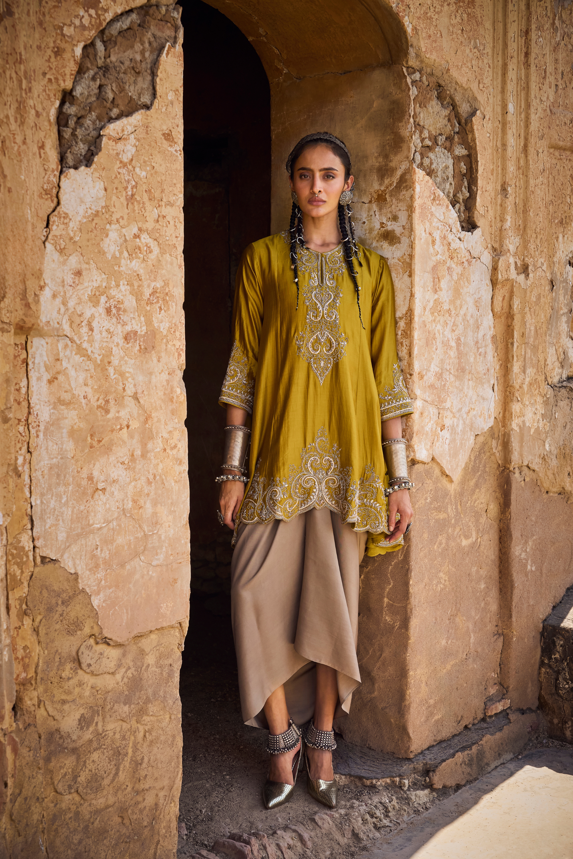 Emroidered Tunic With  Wrap Skirt