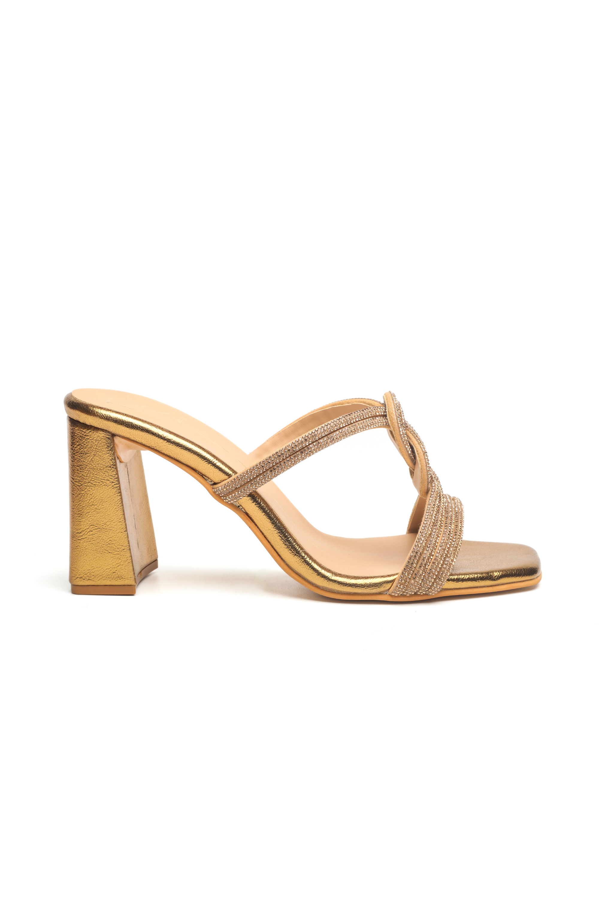 Antique Gold Block Heel