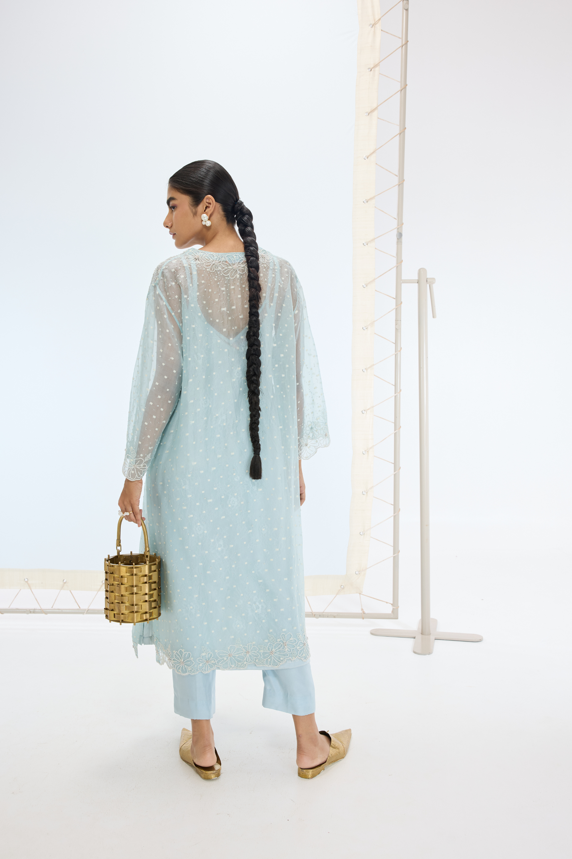 The Lily Kurta Set In Aqua Green