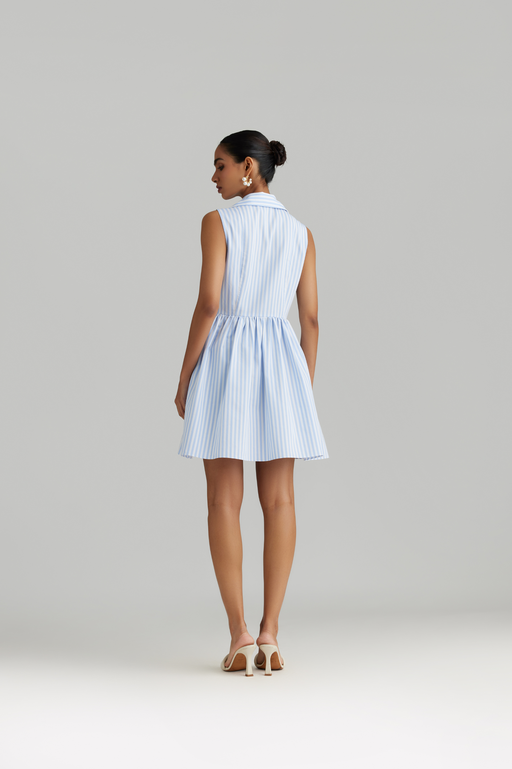 Striped Cotton Tencel Short Tennis Dress