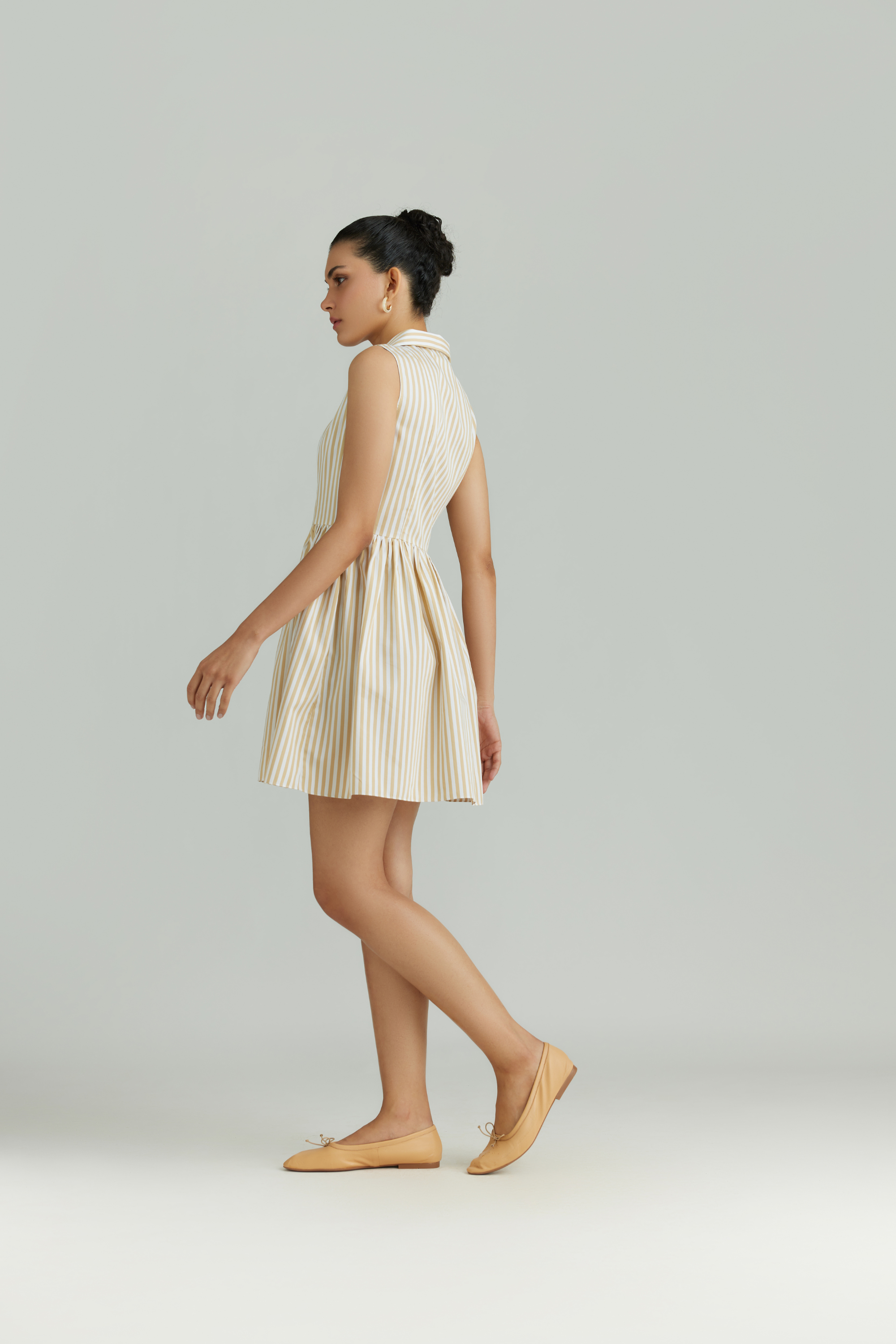 Striped Cotton Tencel Short Tennis Dress