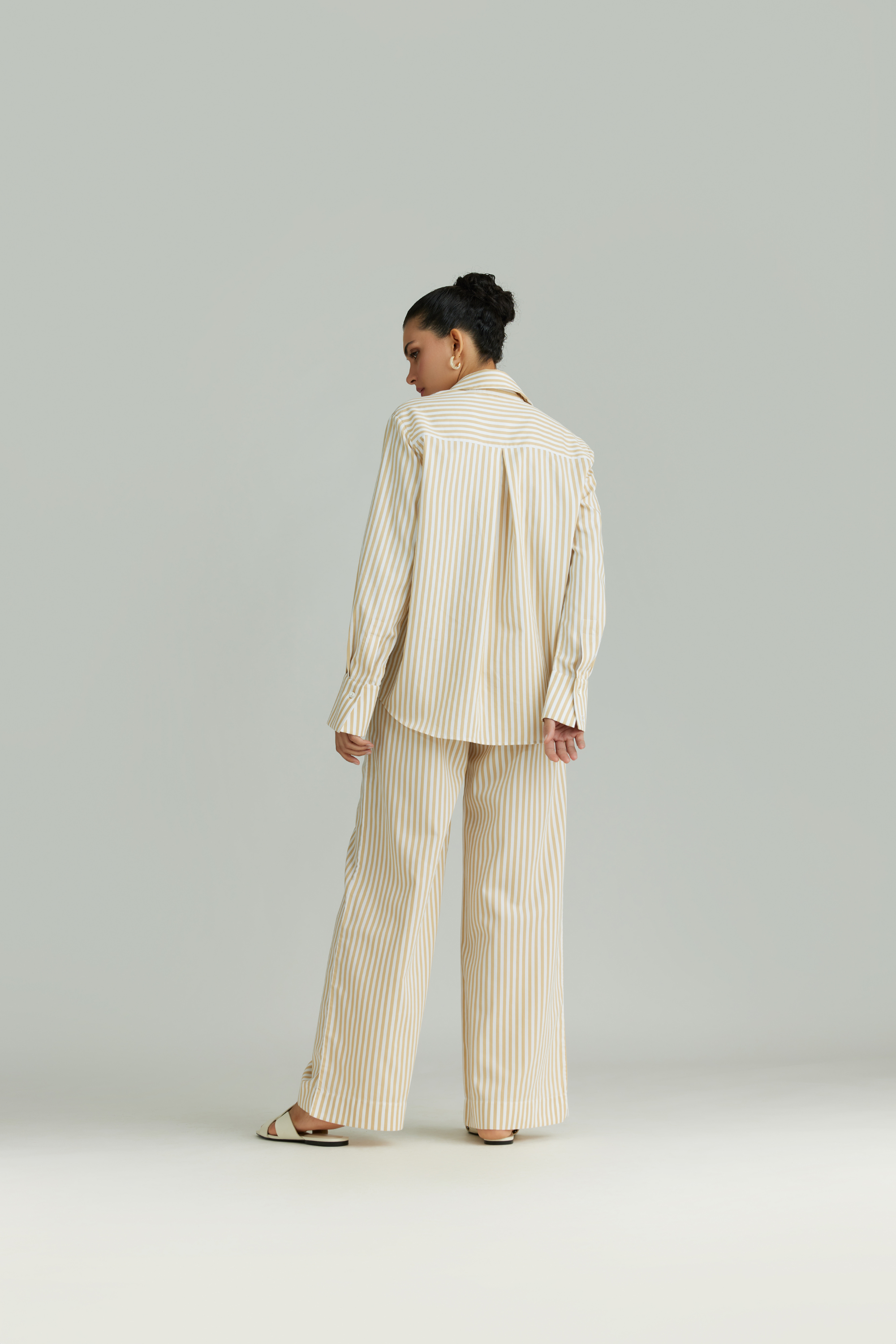 Striped Cotton Tencel Oversized Shirt
