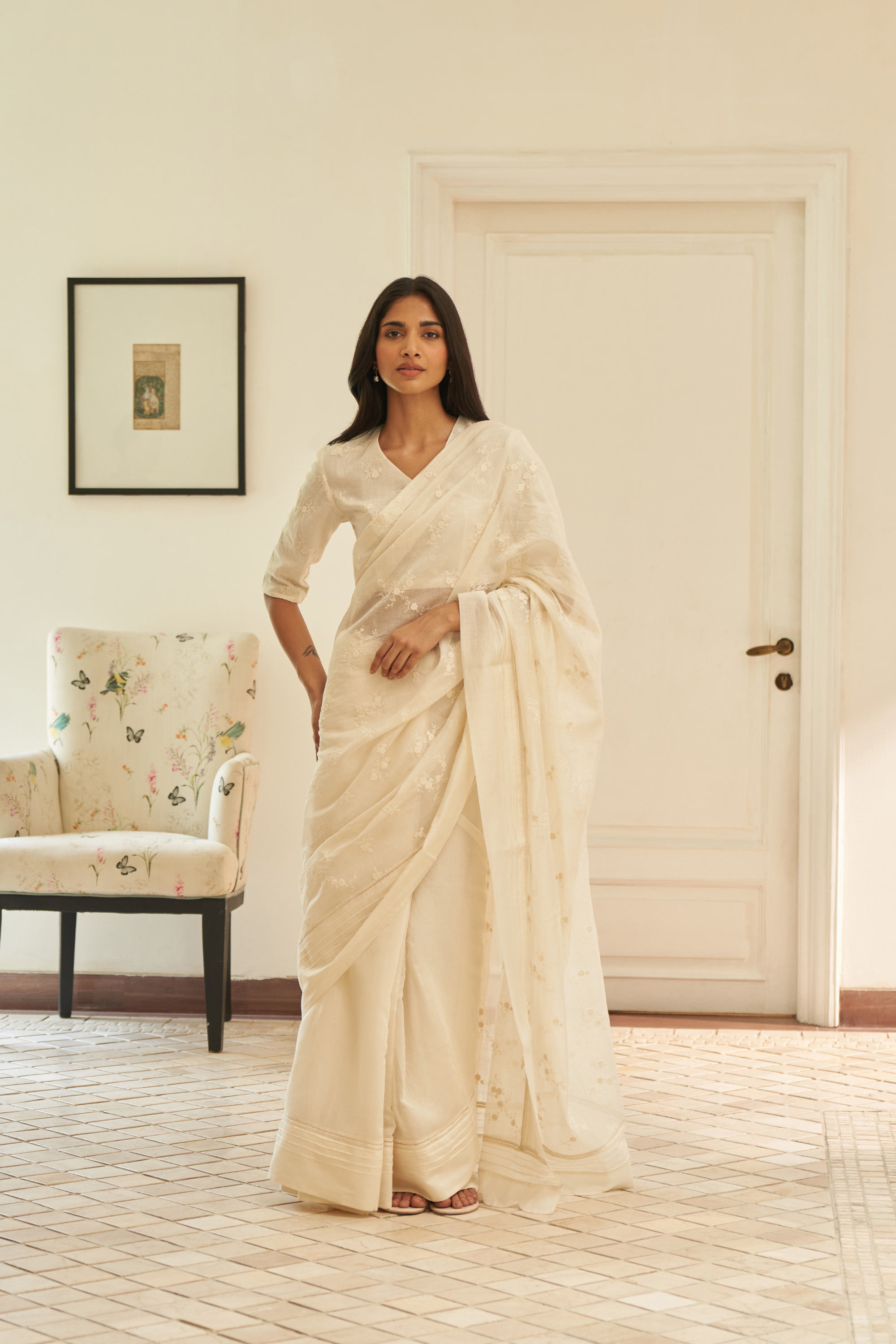 Swan Embroidered Saree