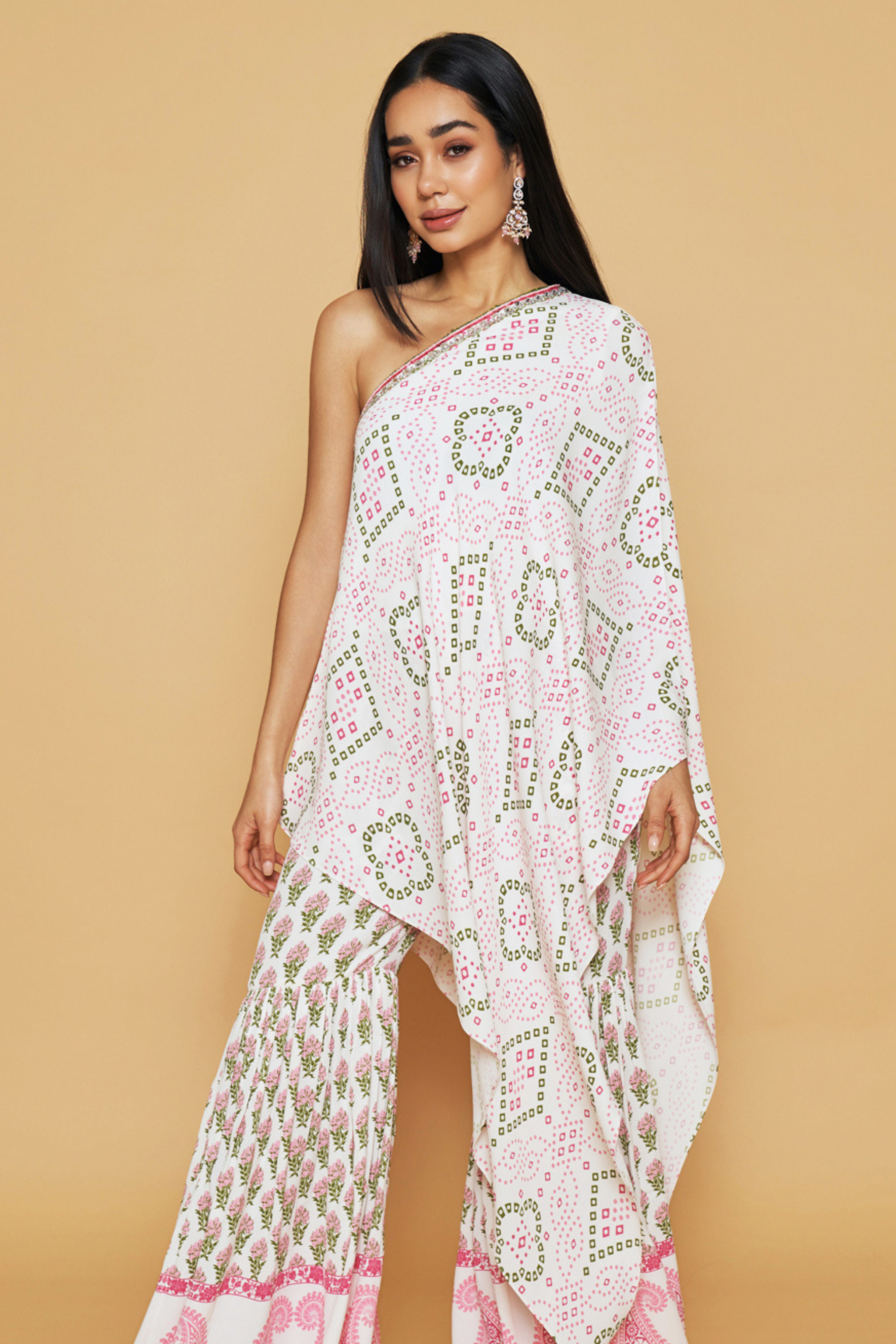 One Shoulder Tunic & Sharara Pants