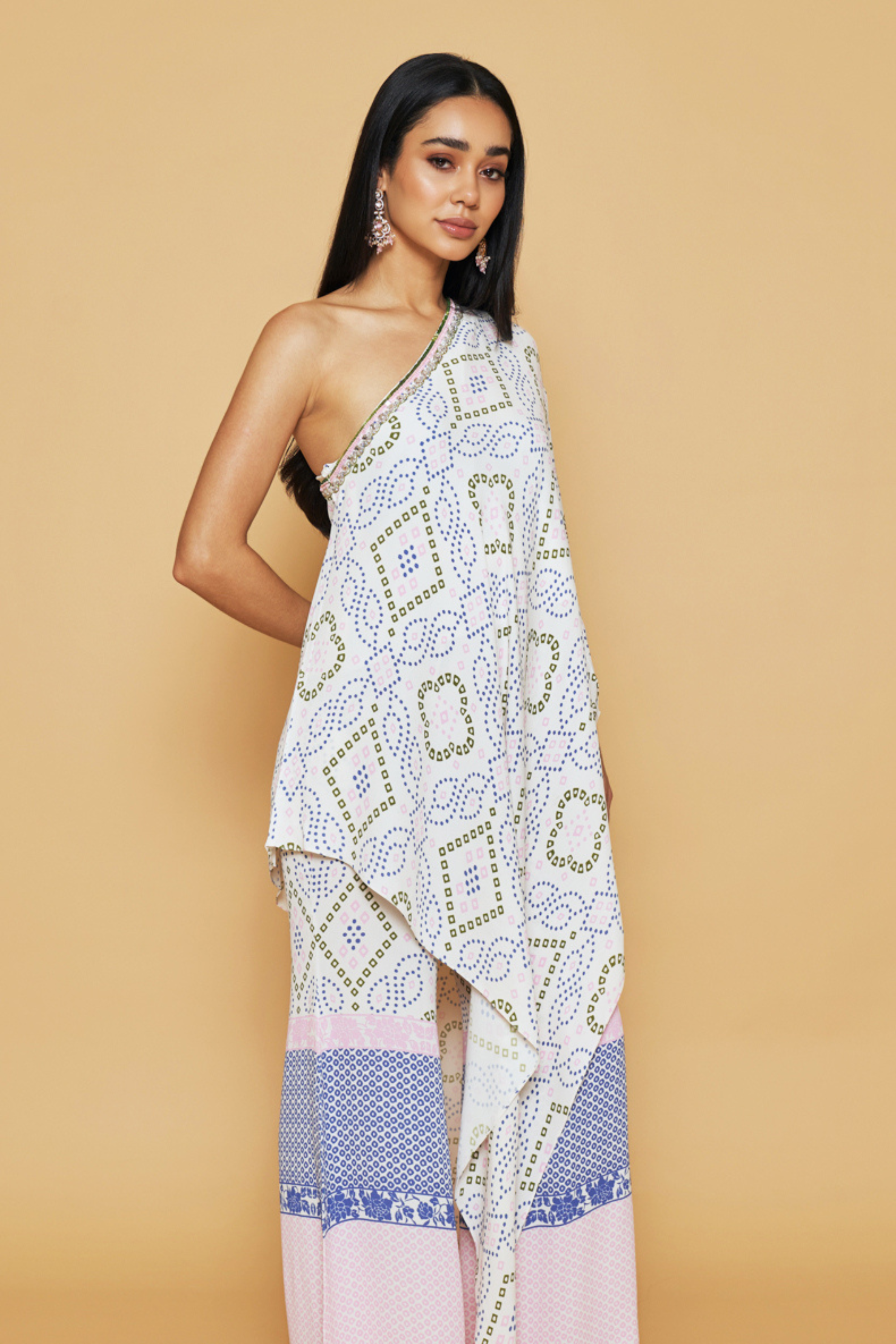 One Shoulder Tunic & Bell Pants