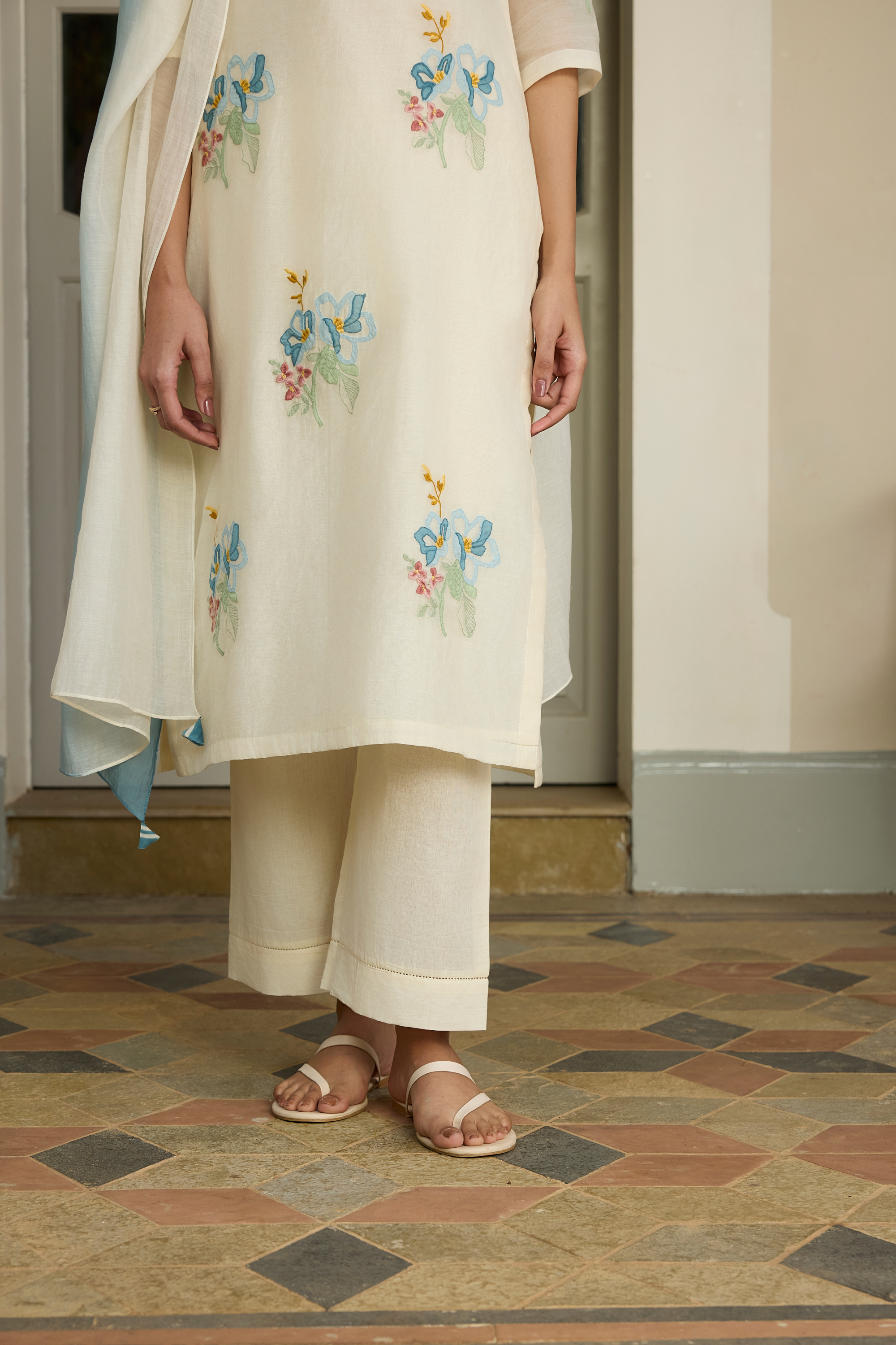 Ivory Floral Kurta Set