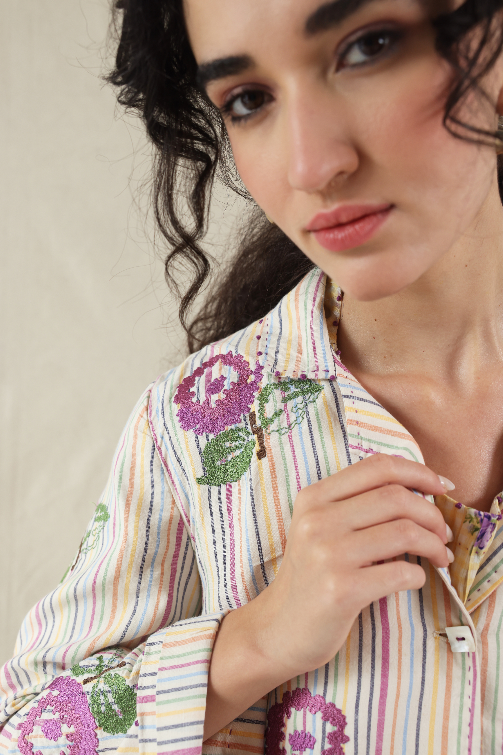 Purple Silk, Cotton Handwoven Striped Jacket