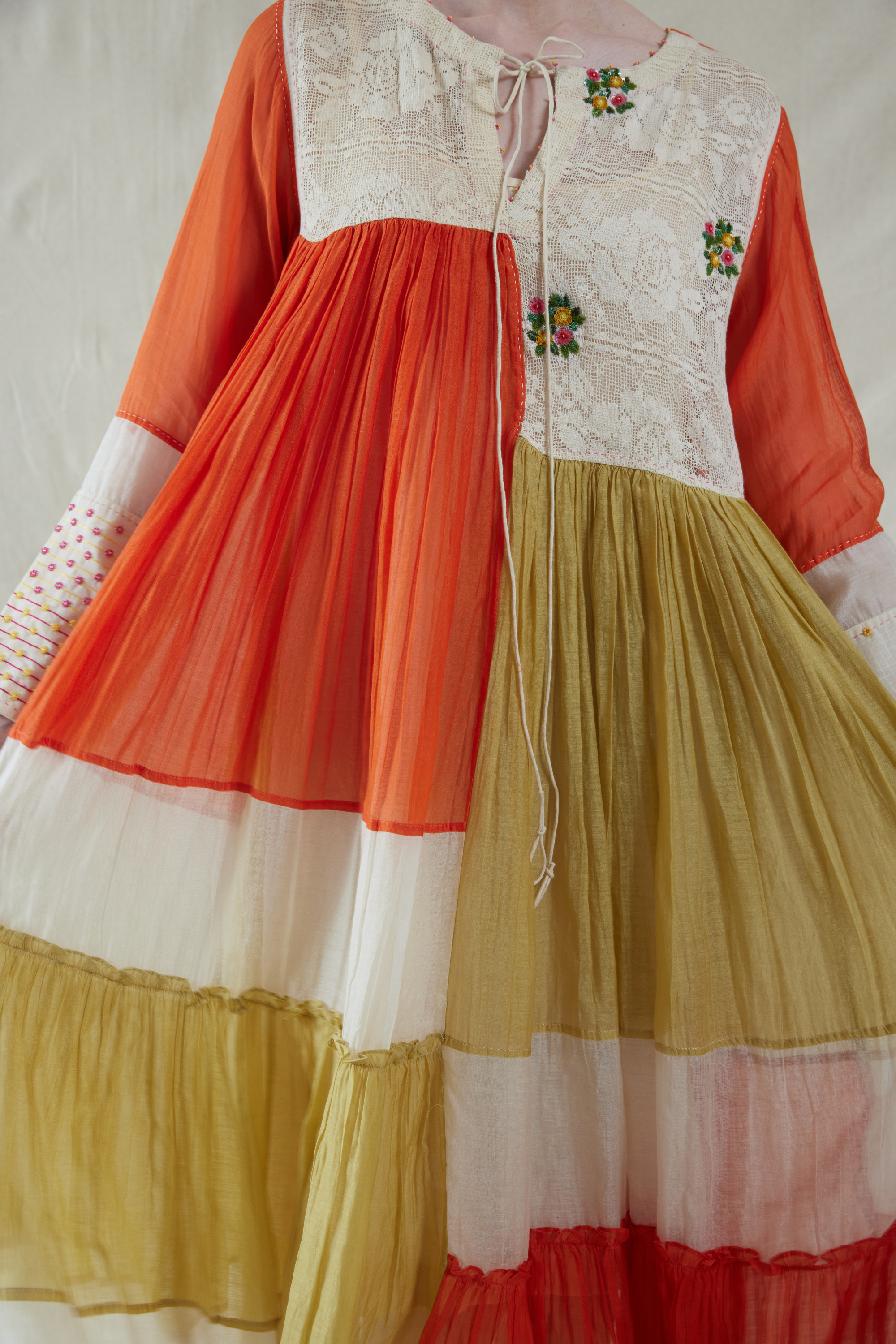 Cotton Round Neck Handwoven Dress And Slip Set