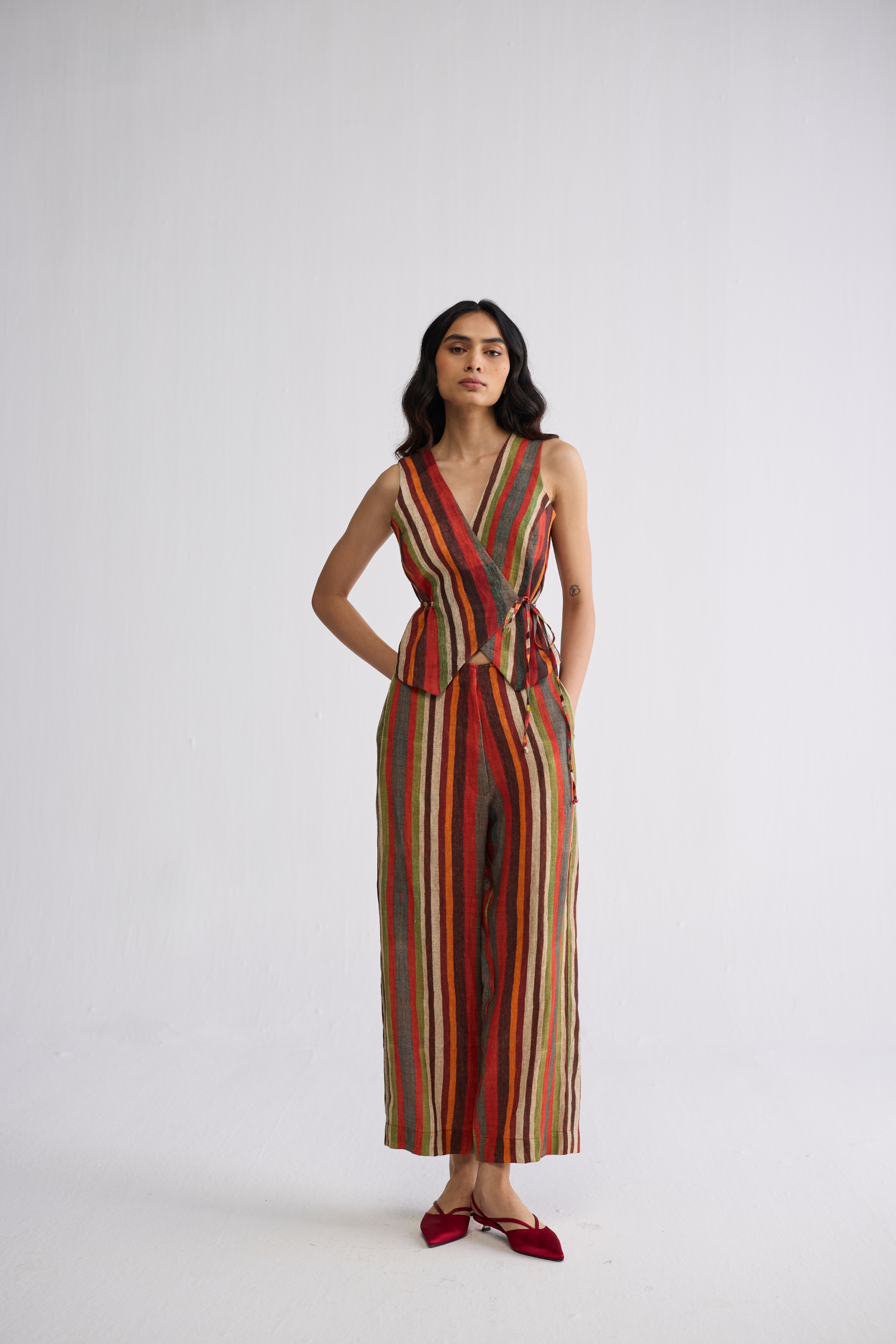Jilian Tie Up Waistcoat & Pants Set