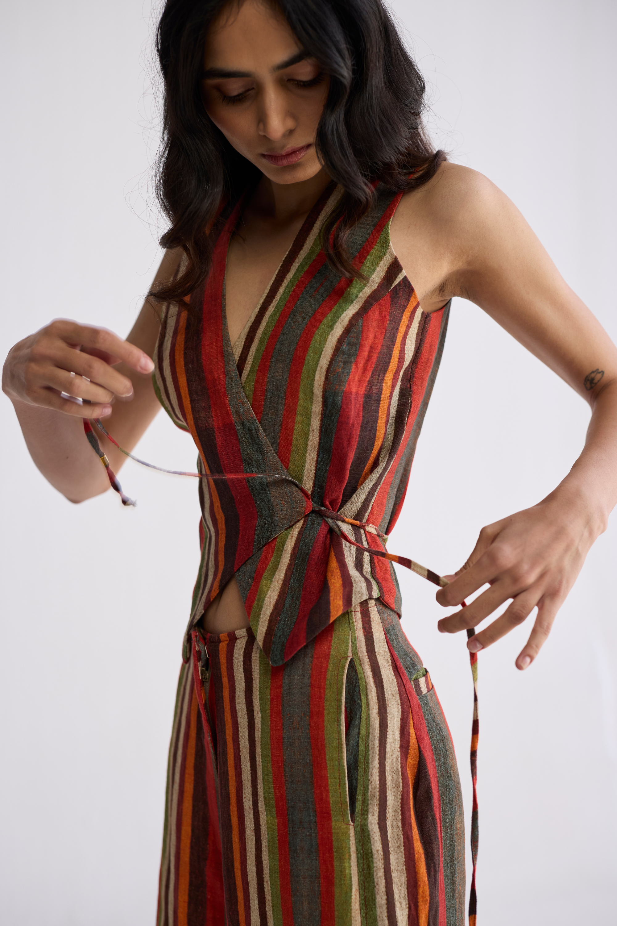 Jilian Tie Up Waistcoat & Pants Set