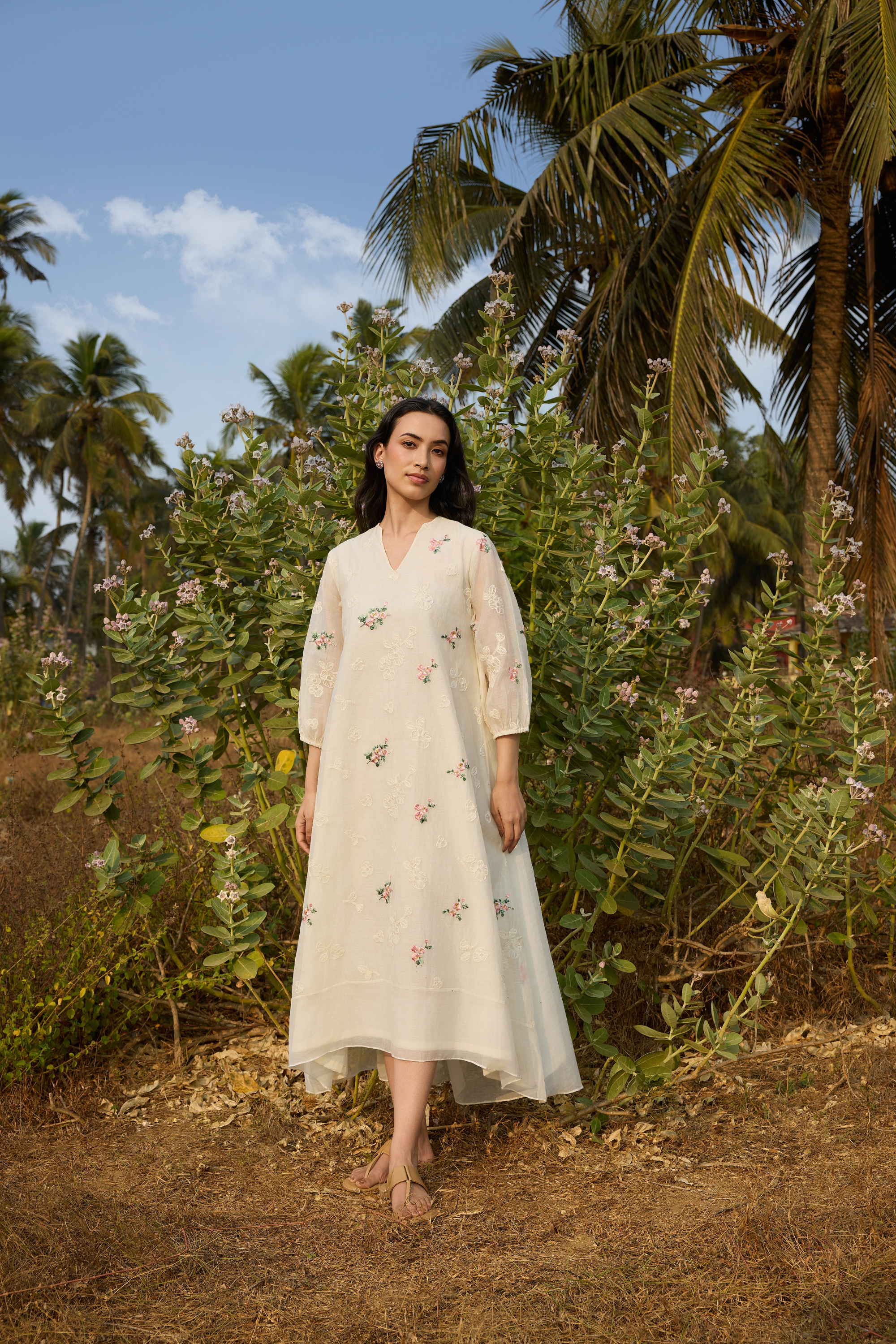 Ivory Thread Embroidered Dress
