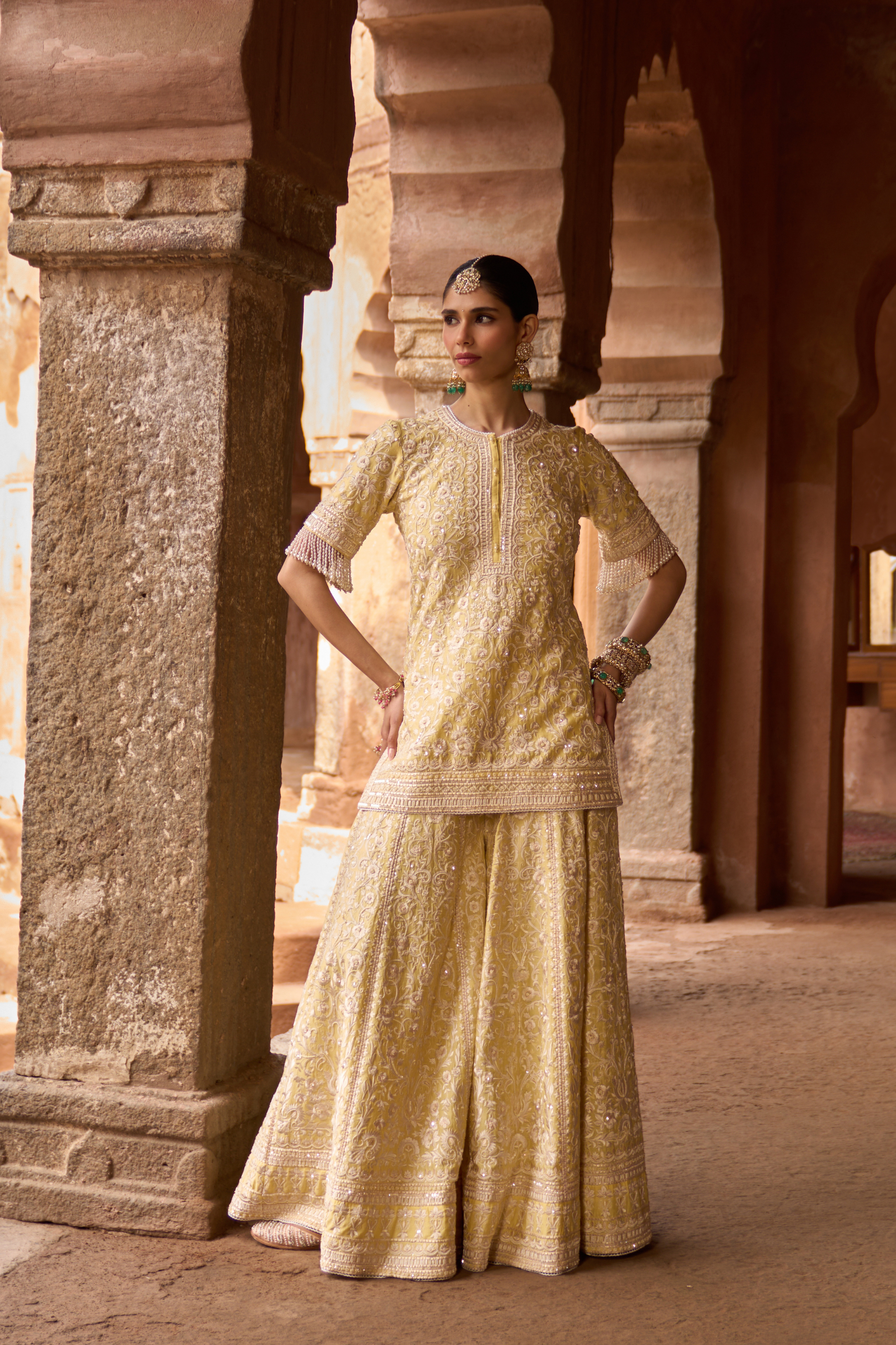 Heer - Lemon Yellow Short Kurta Set