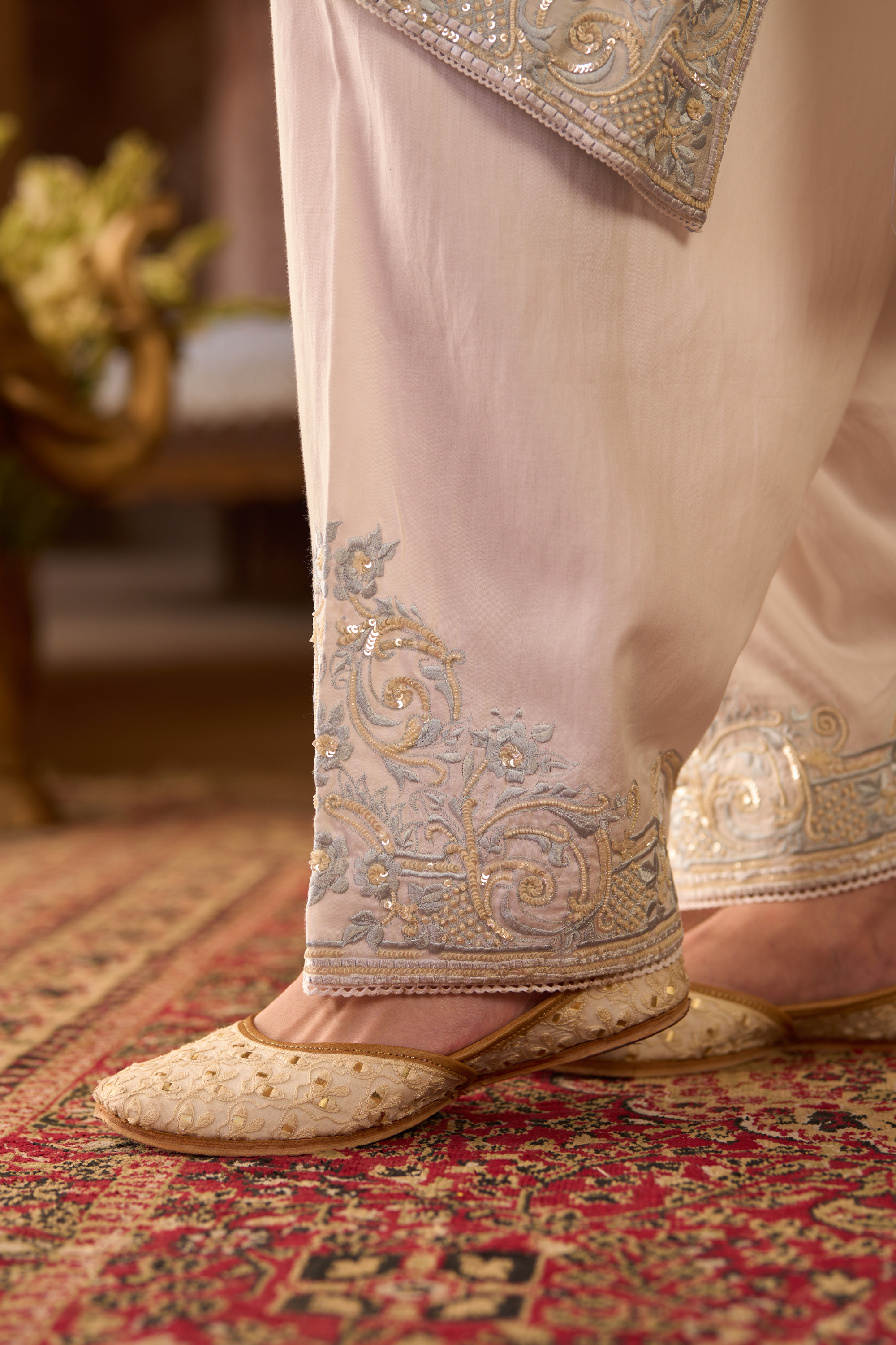 Hani - Daisy Ivory With Blue A-line Kurta Set