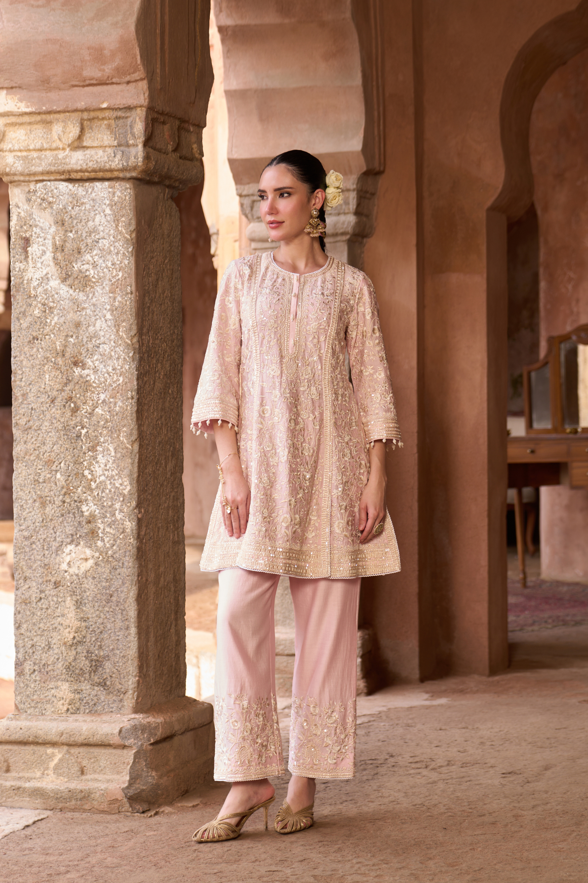 Saboor - Pink Short A-line Kurta Set