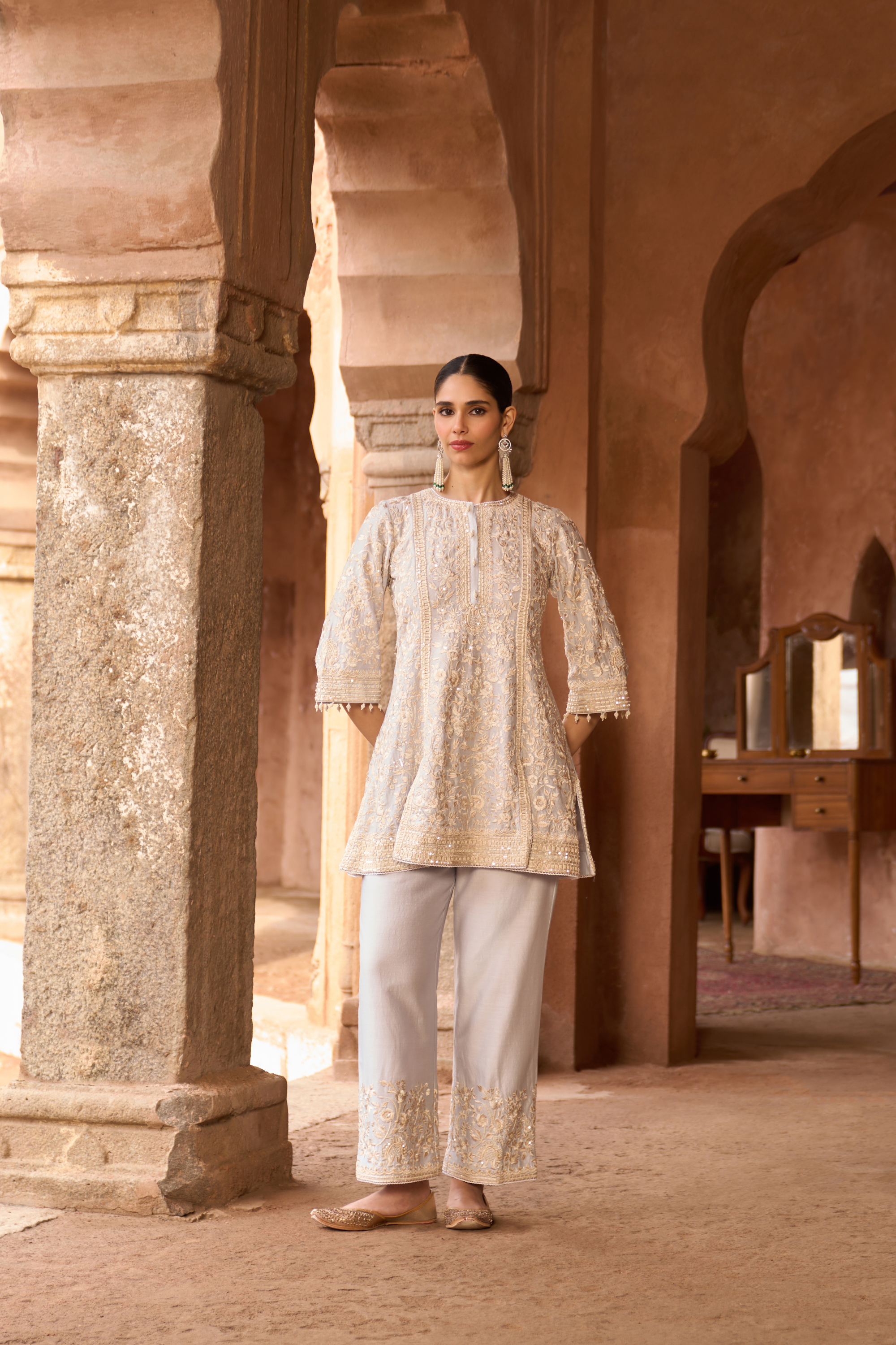 Saboor - Blue Short A-line Kurta Set