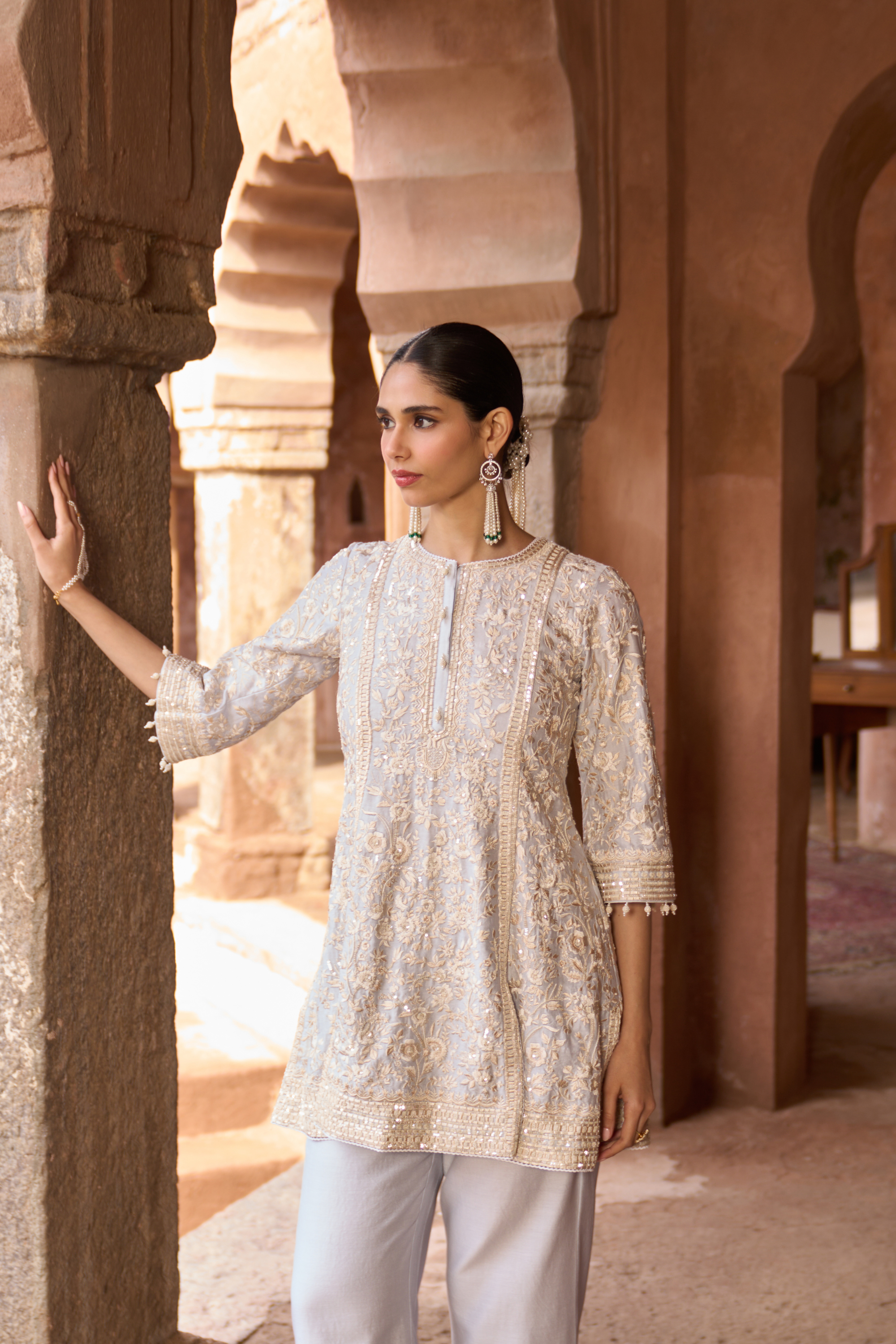 Saboor - Blue Short A-line Kurta Set