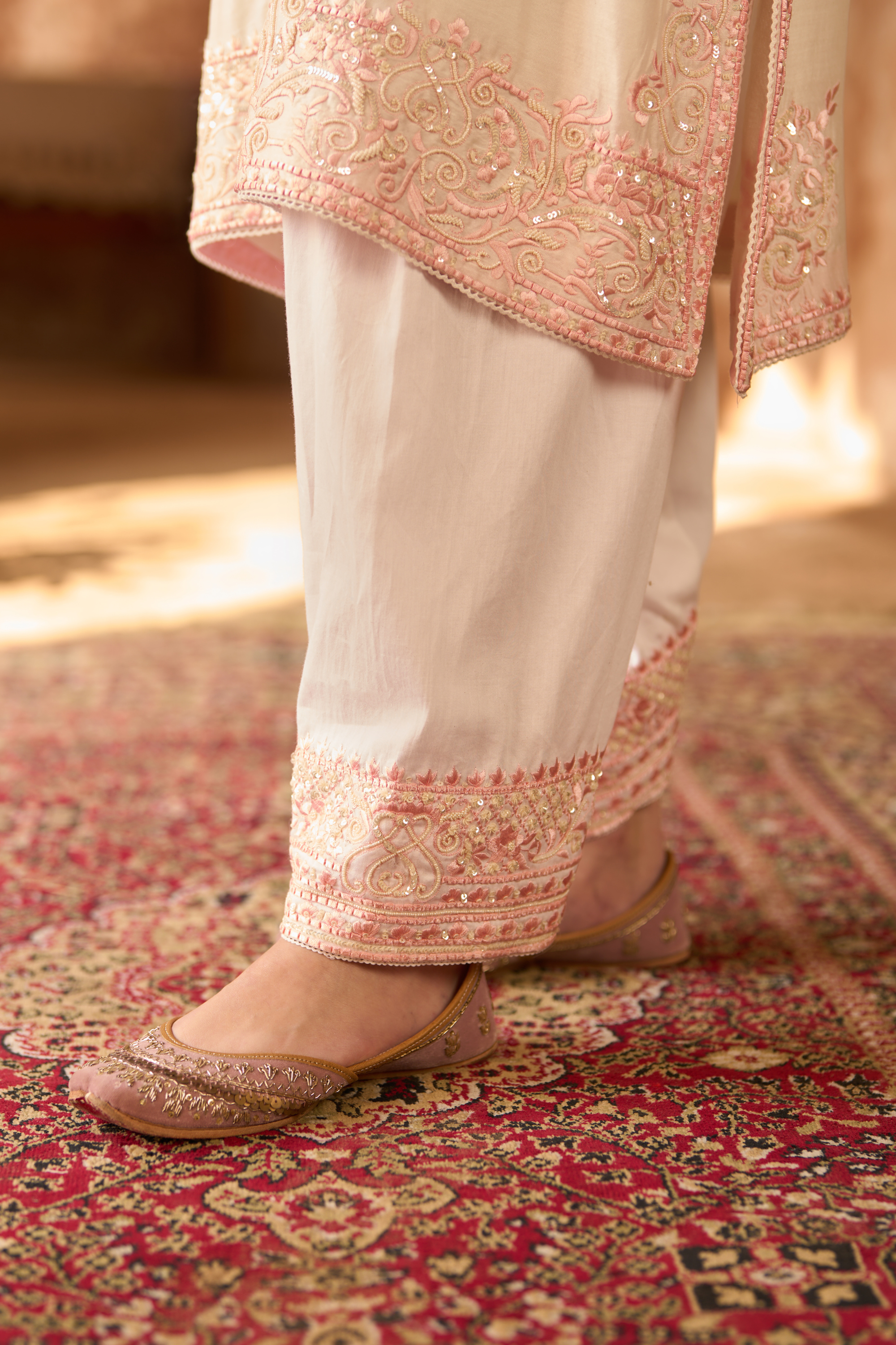 Anam - Daisy Ivory With Pink A-line Kurta Set