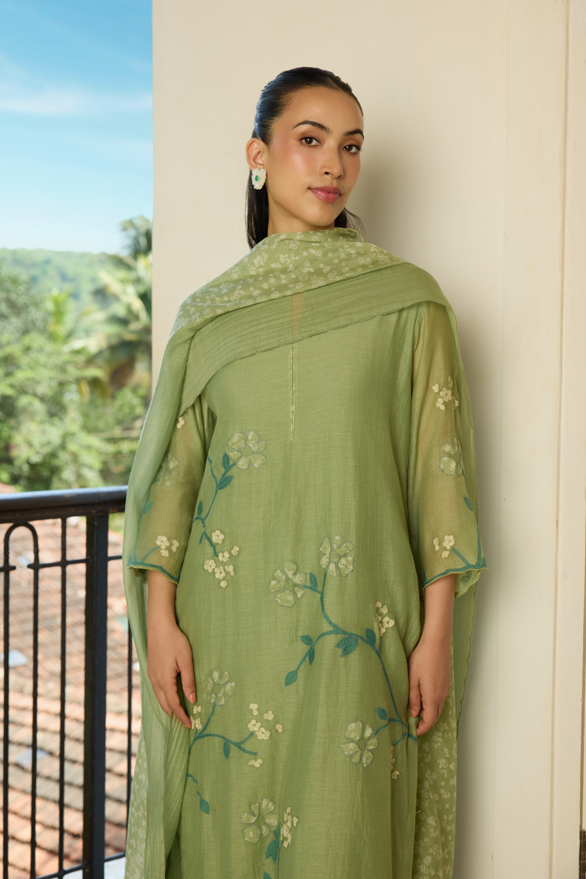 Sage Applique Kurta Set