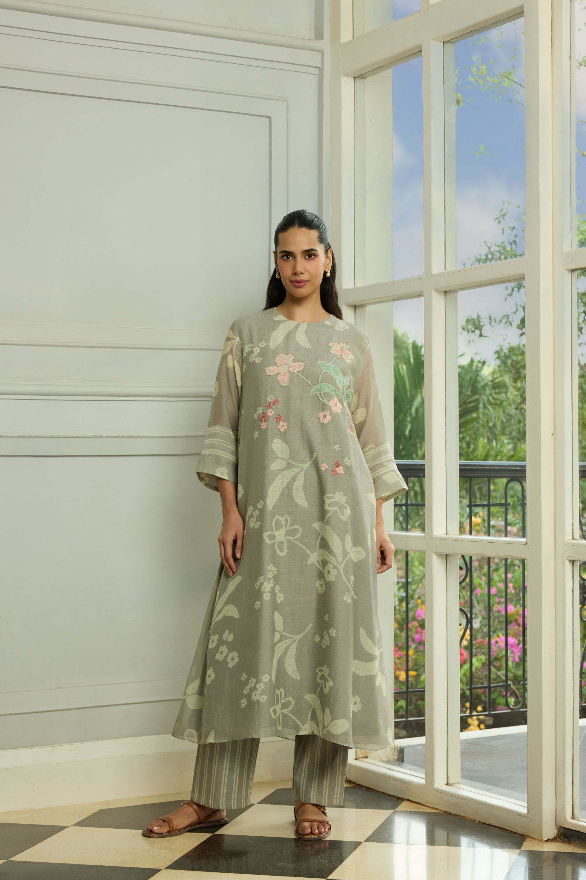 Slate Thread Embroidered Co-ord Set
