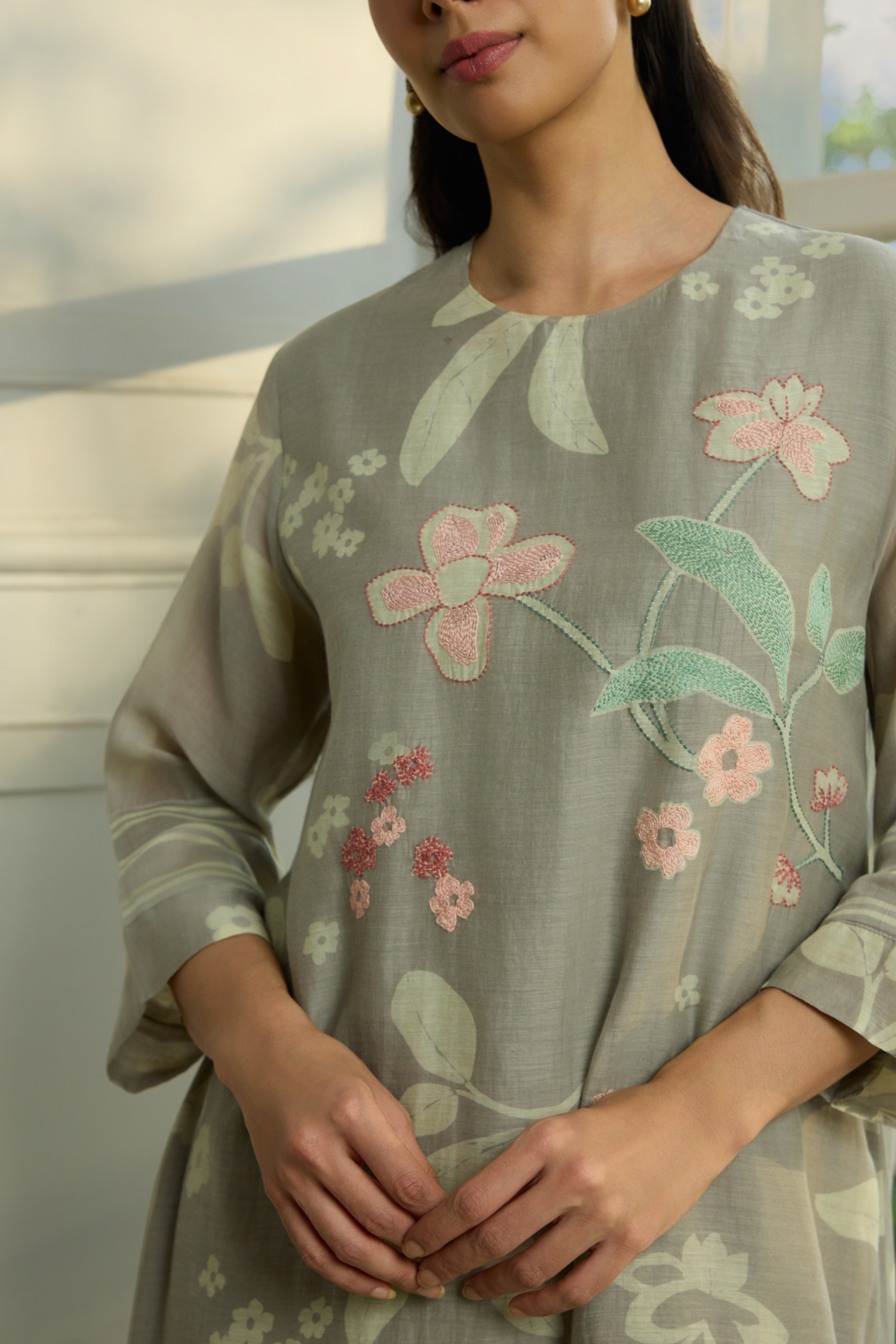 Slate Thread Embroidered Co-ord Set